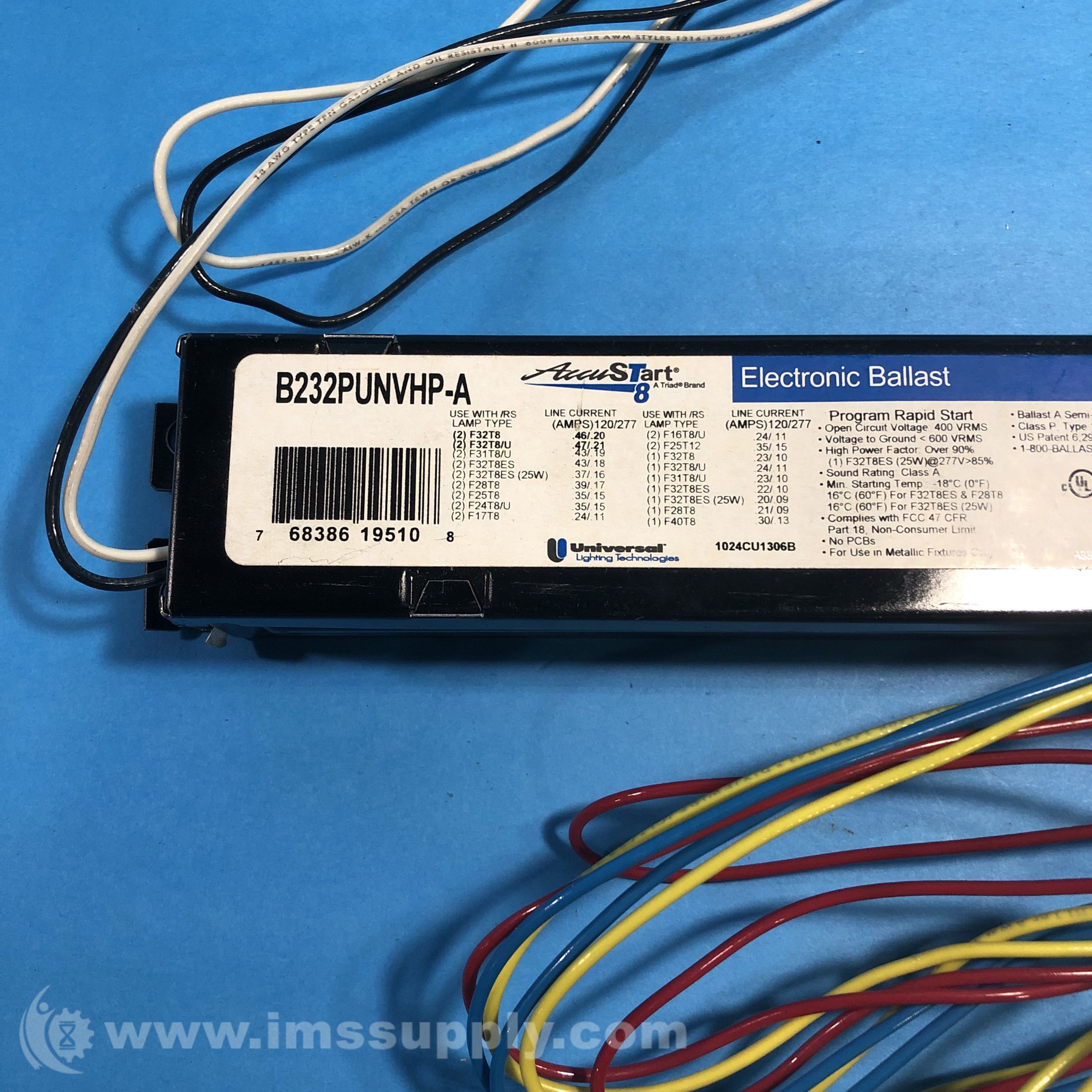 Universal Lighting Technologies B232PUNVHPA Electronic Ballast IMS
