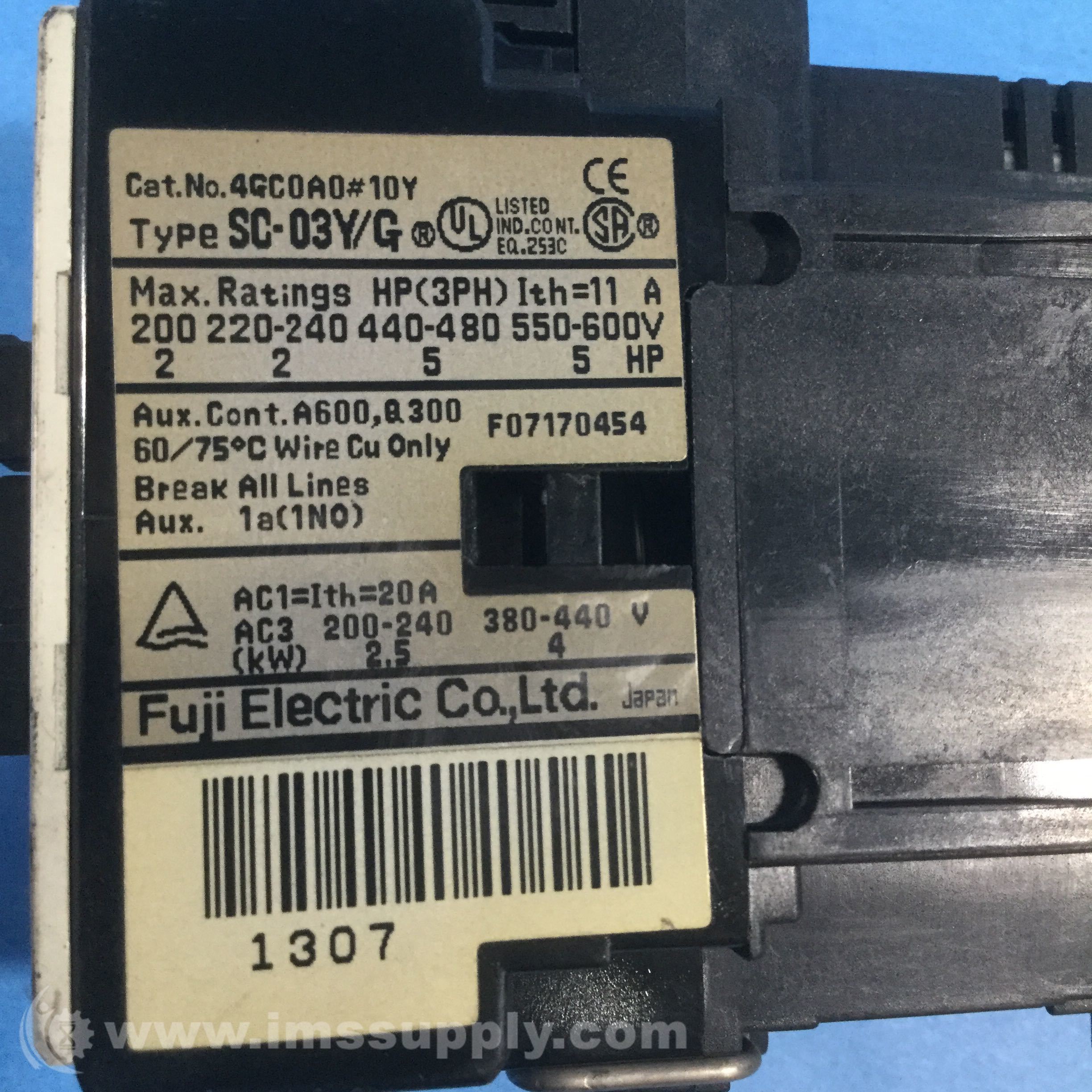 Fuji 4GC0A010Y Contactor - Orange Line - 24VDC Coil Voltage - IMS Supply