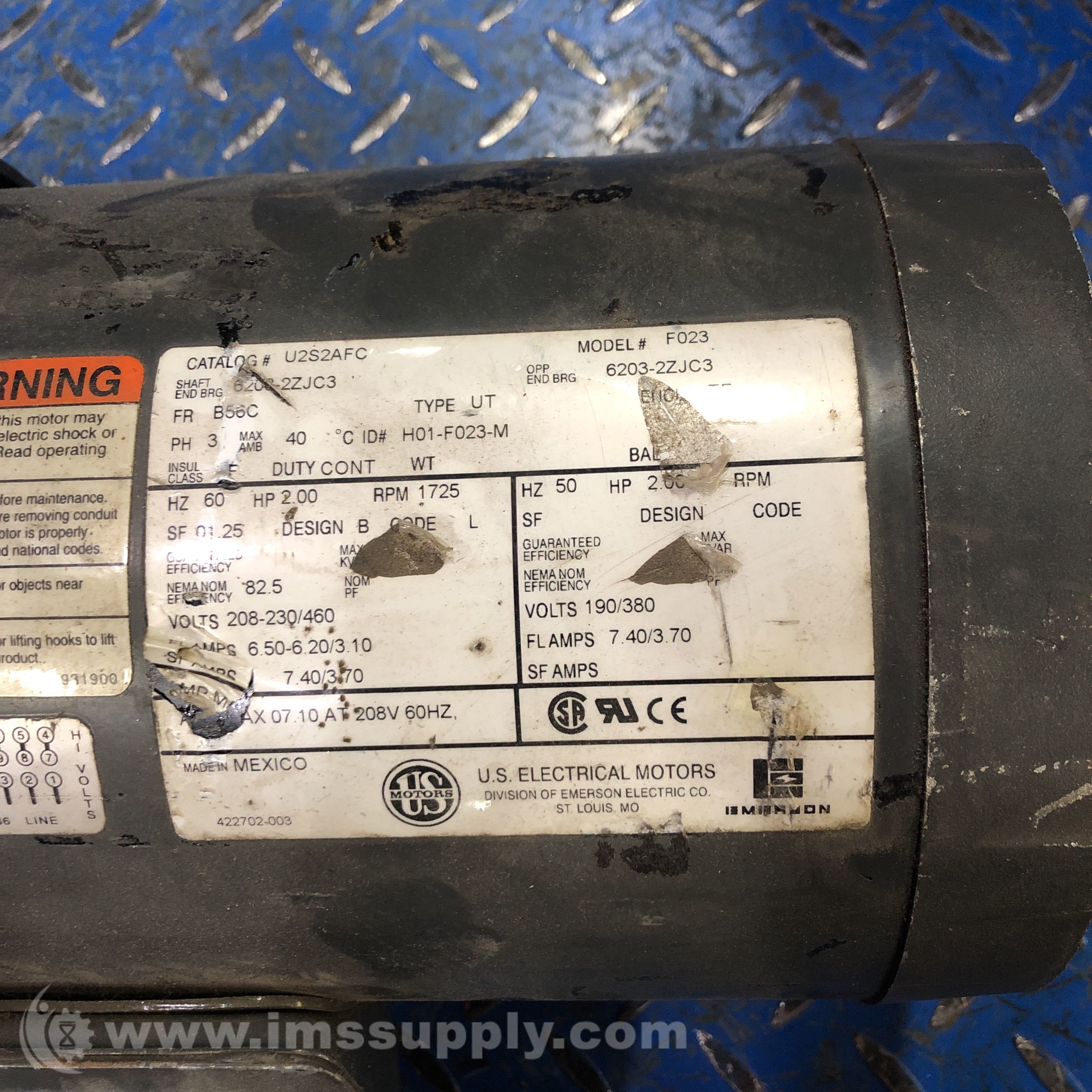US Electrical Motors U2S2AFC General Purpose Motor IMS Supply