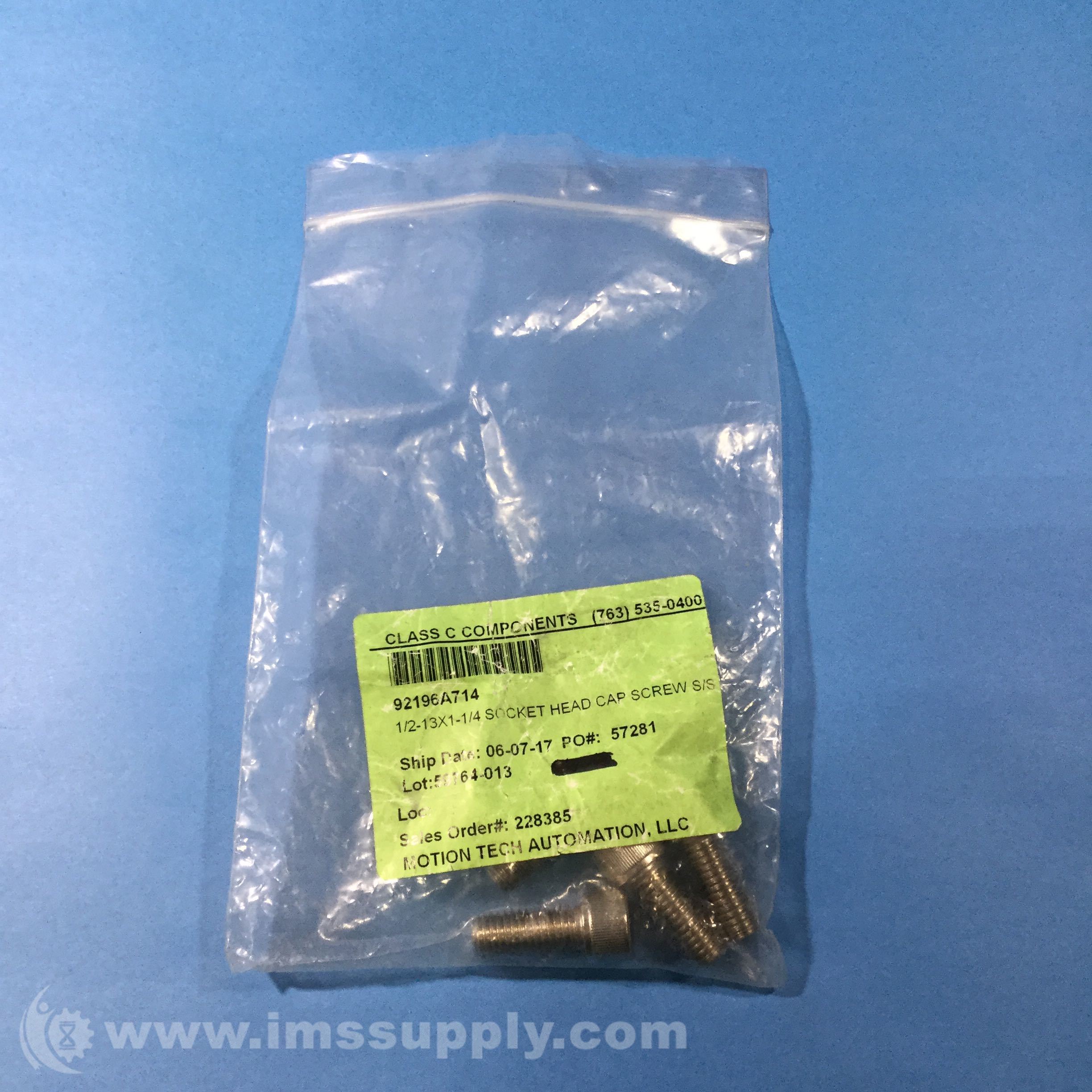 McMasterCarr 92196A714 Bag of 4 188 Stainless Socket Head Screw IMS