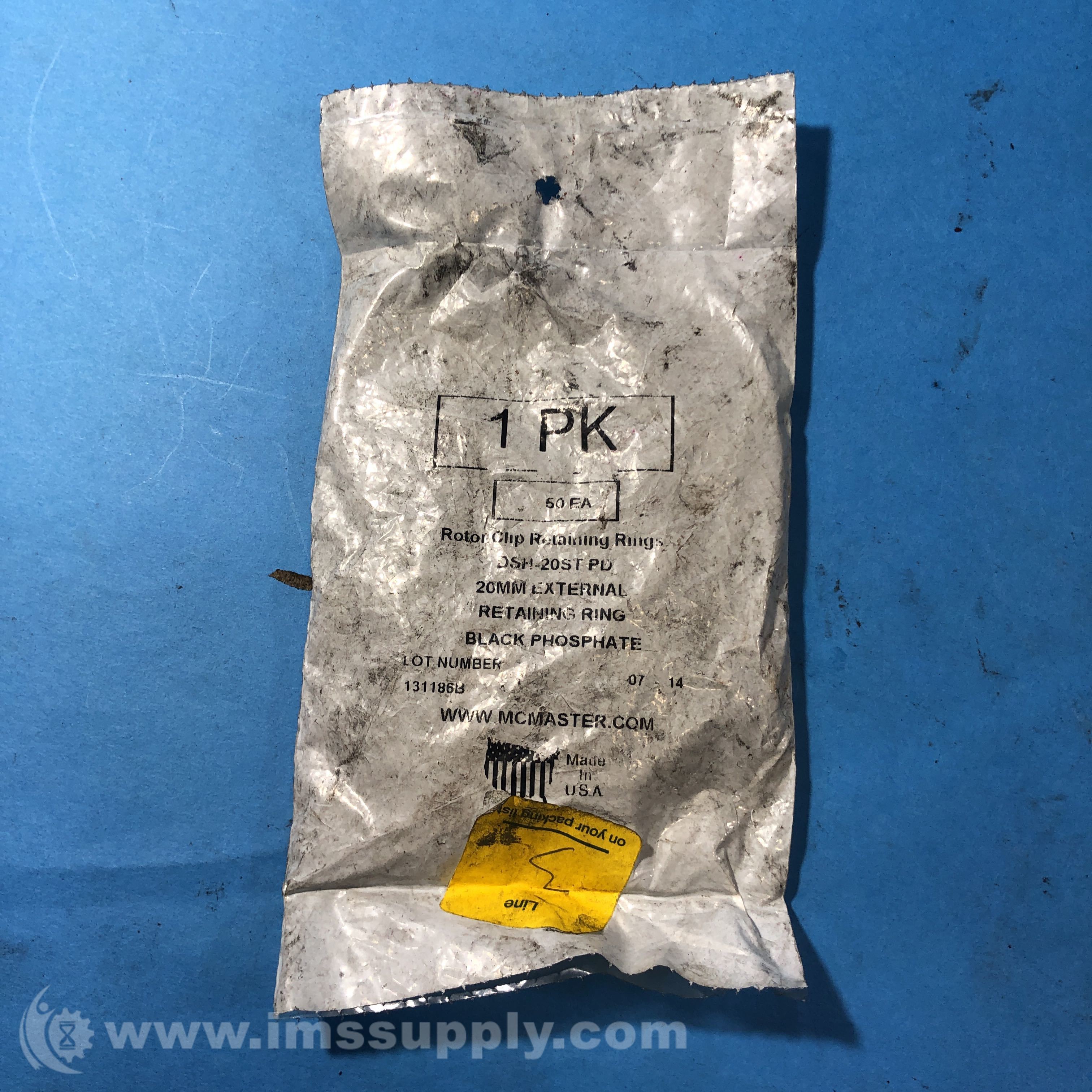 McMasterCarr DSH20ST PD Bag of 50 Rotor Clip Retaining Rings IMS Supply