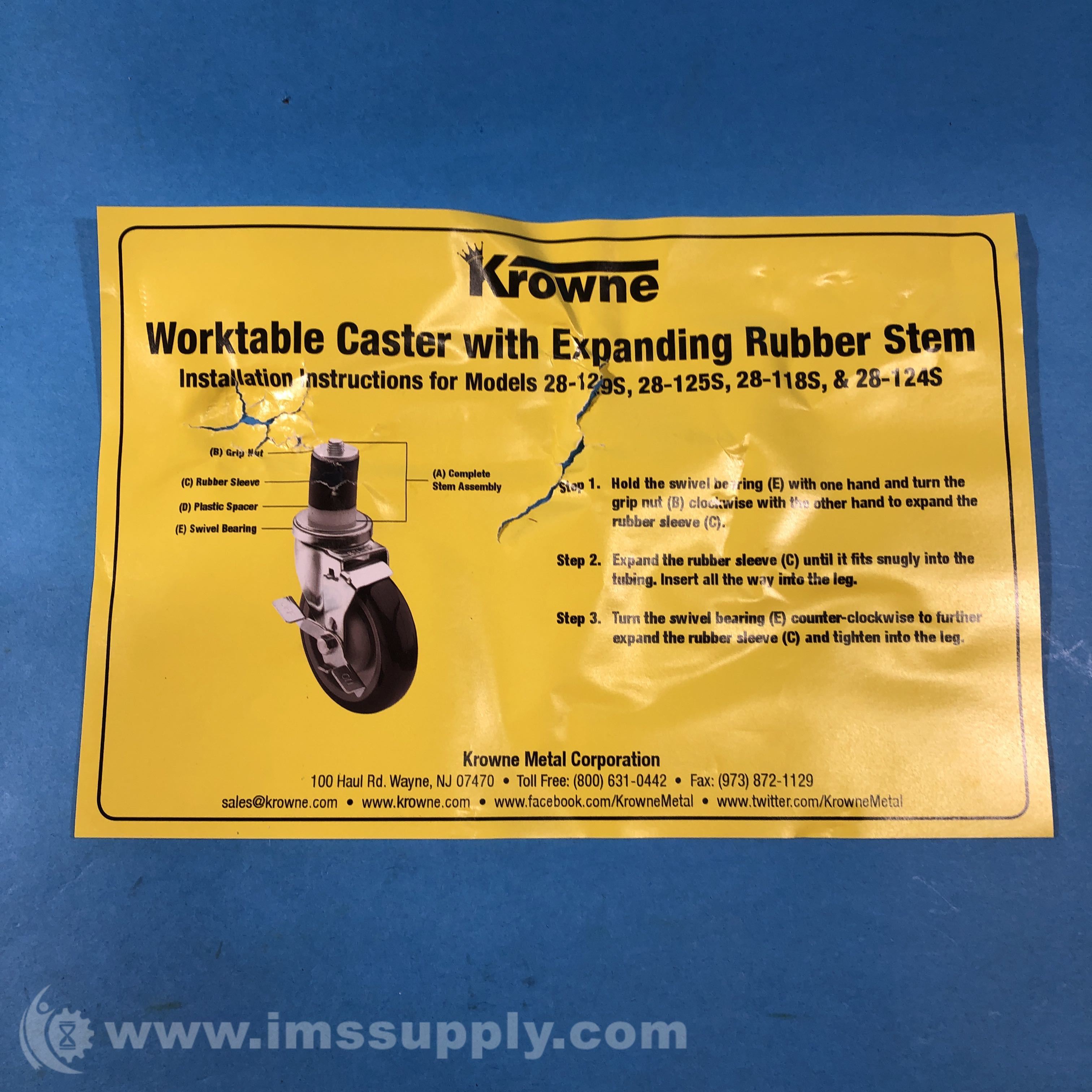 Krowne 28129S Box of 4 5 Stem Caster Wheels IMS Supply