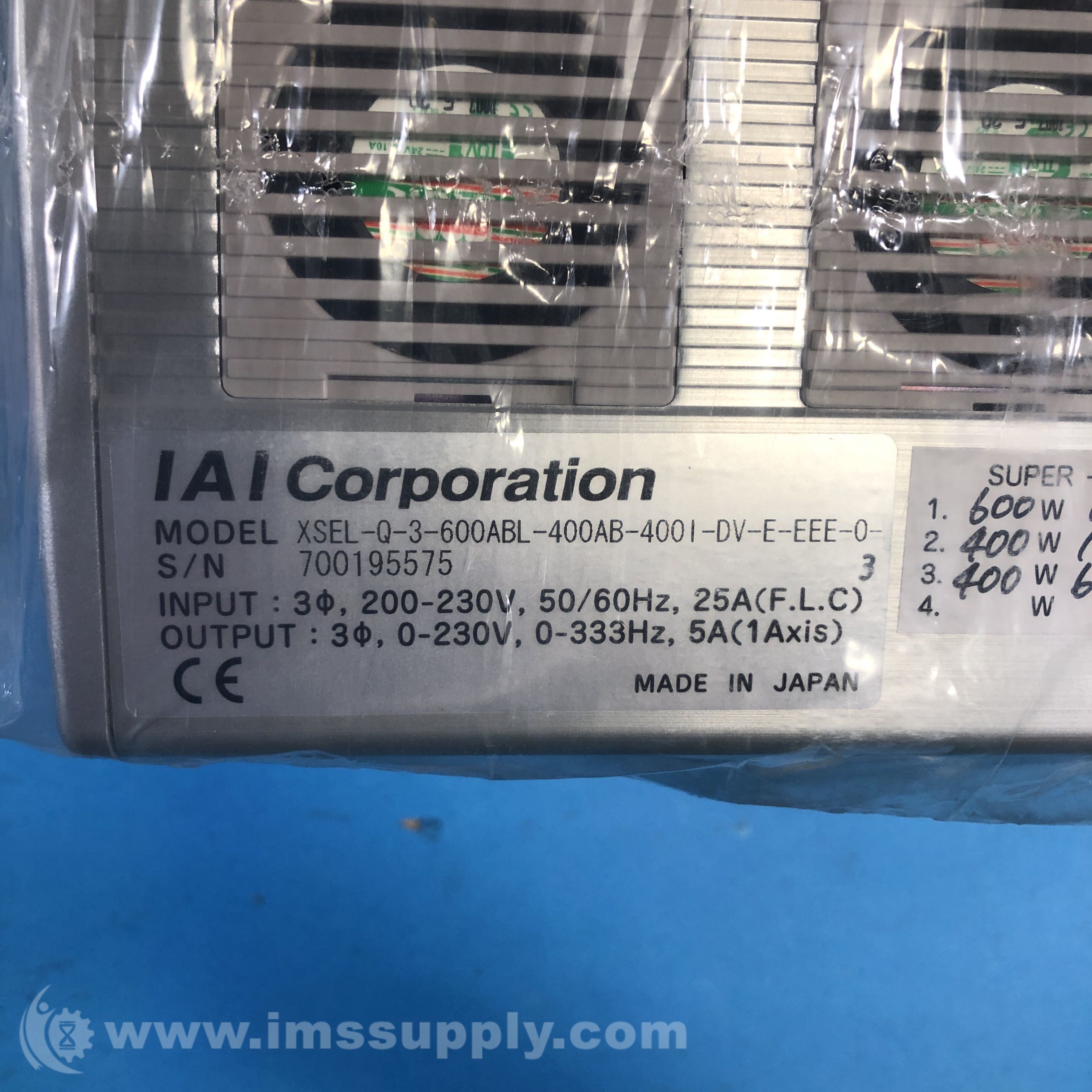 Iai XSEL-Q-3-600ABL-400AB-400I-DV-E-EEE-0 X SEL Controller