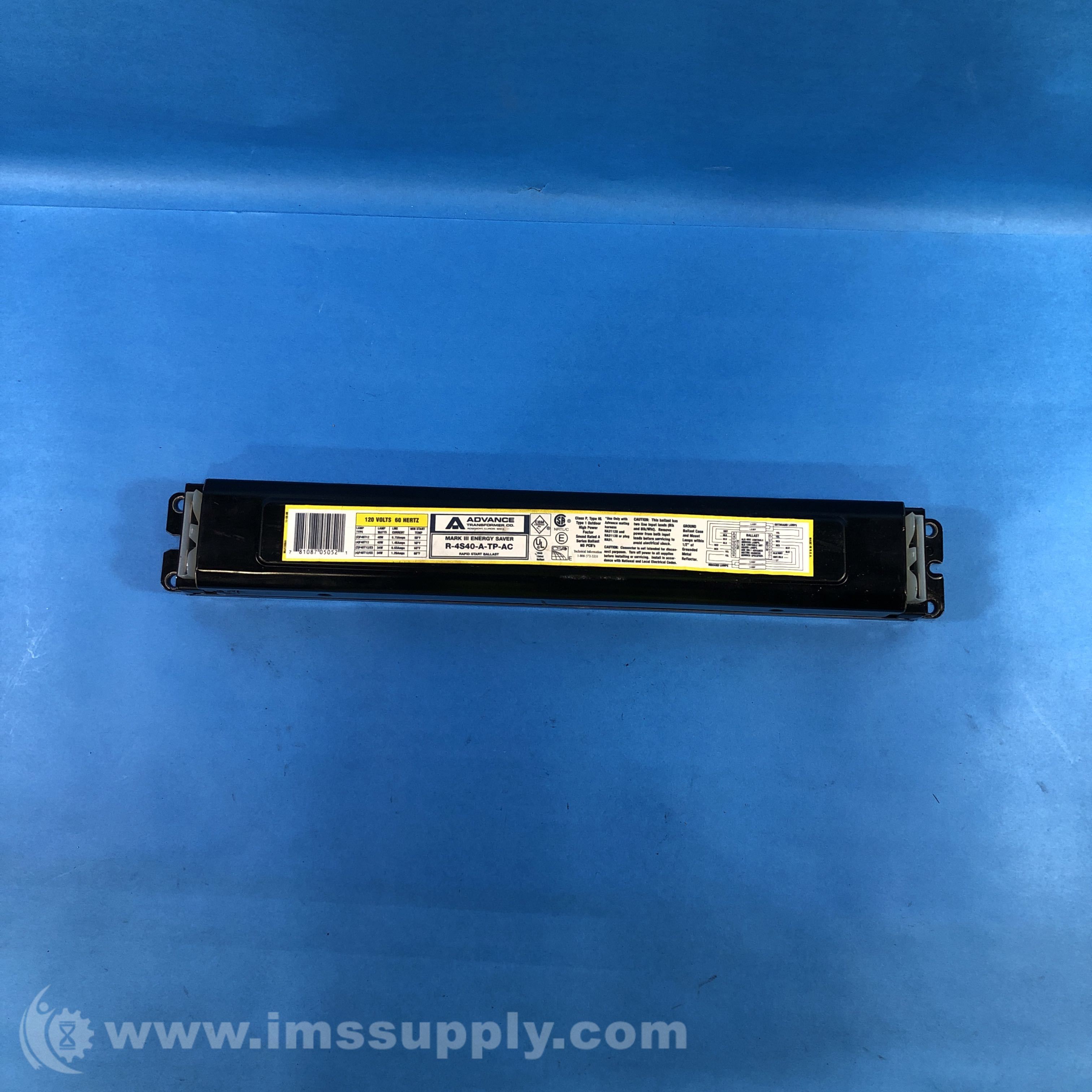 Advance Transformer Co. R4S40ATPAC Rapid Start Ballast IMS Supply