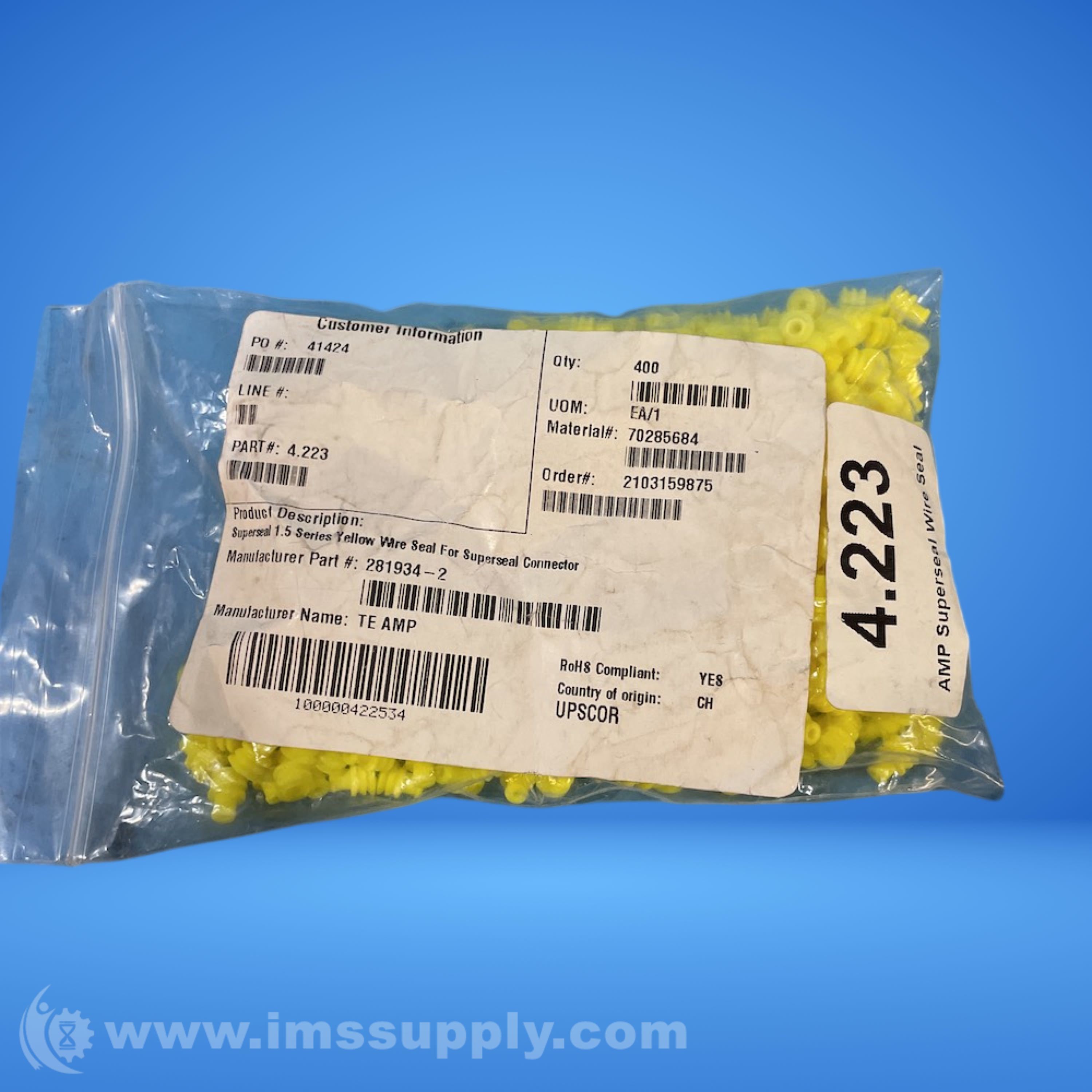 TE Connectivity 281934-2 Single Wire Seal - IMS Supply