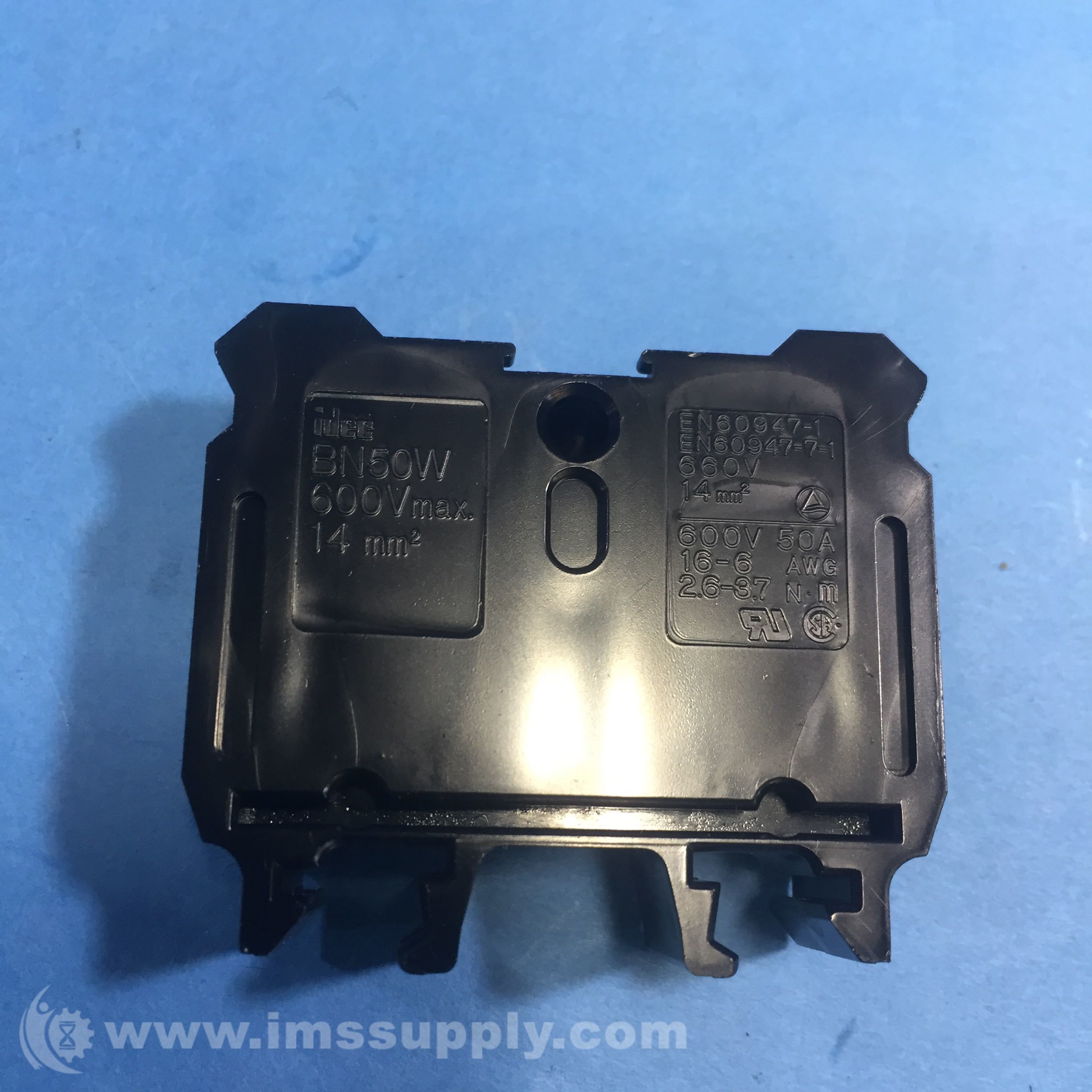 Idec BN50W Terminal Block, 50 Amp, 600 Volt, 14 mm, 166 AWG Blac IMS