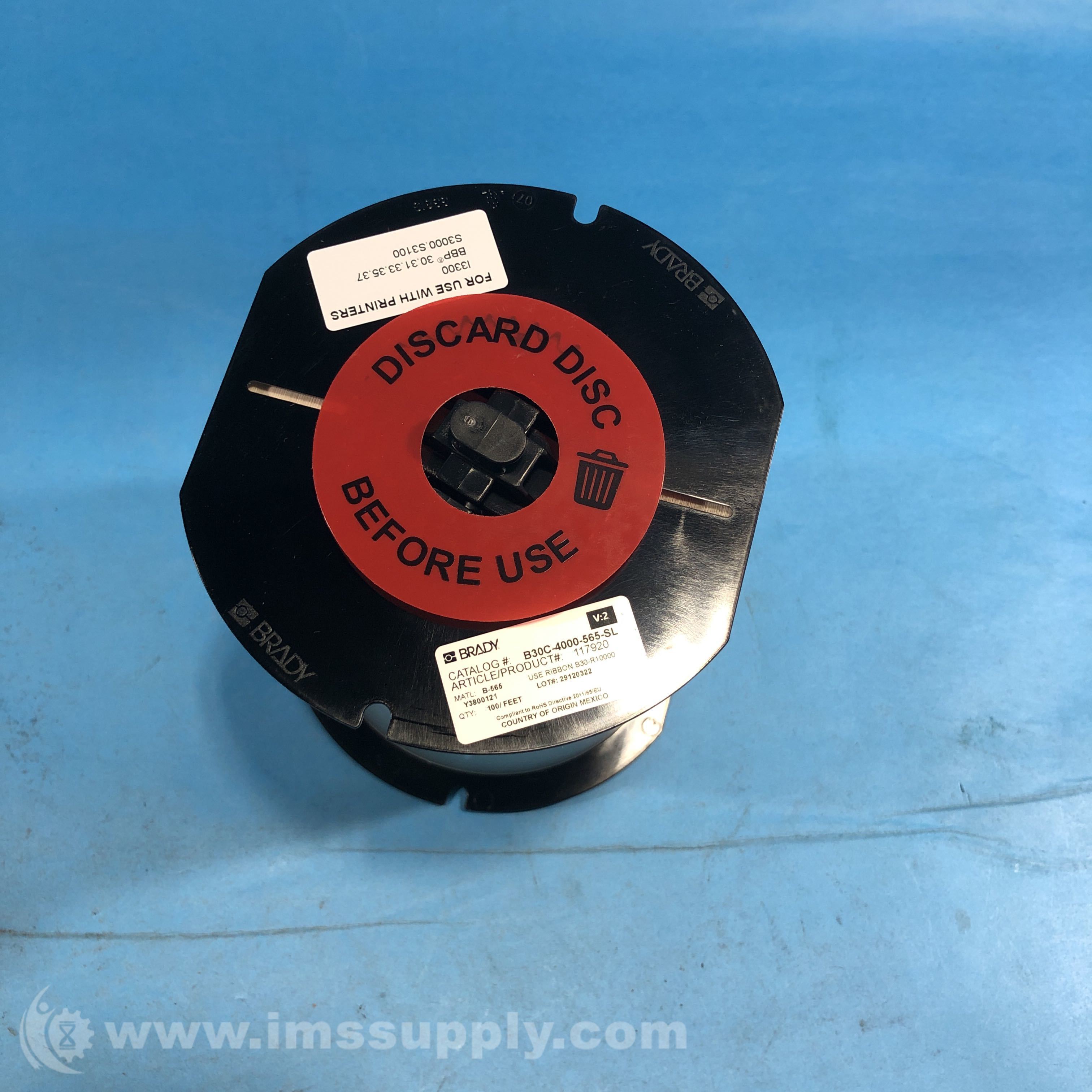 Brady B30C-4000-565-SL Printer Label - IMS Supply