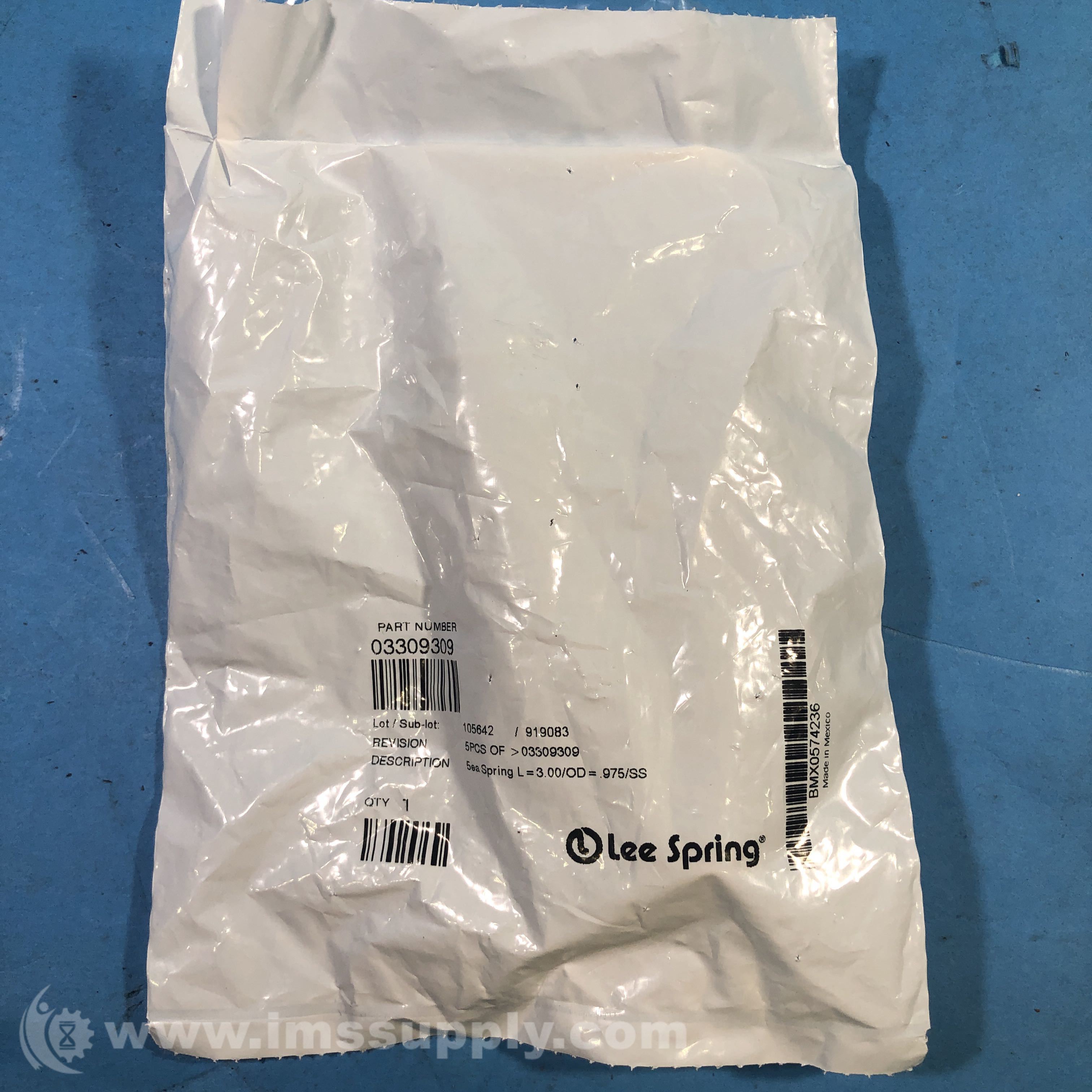 Lee Spring 03309309 Bag of 5 Steel Compression Springs IMS Supply