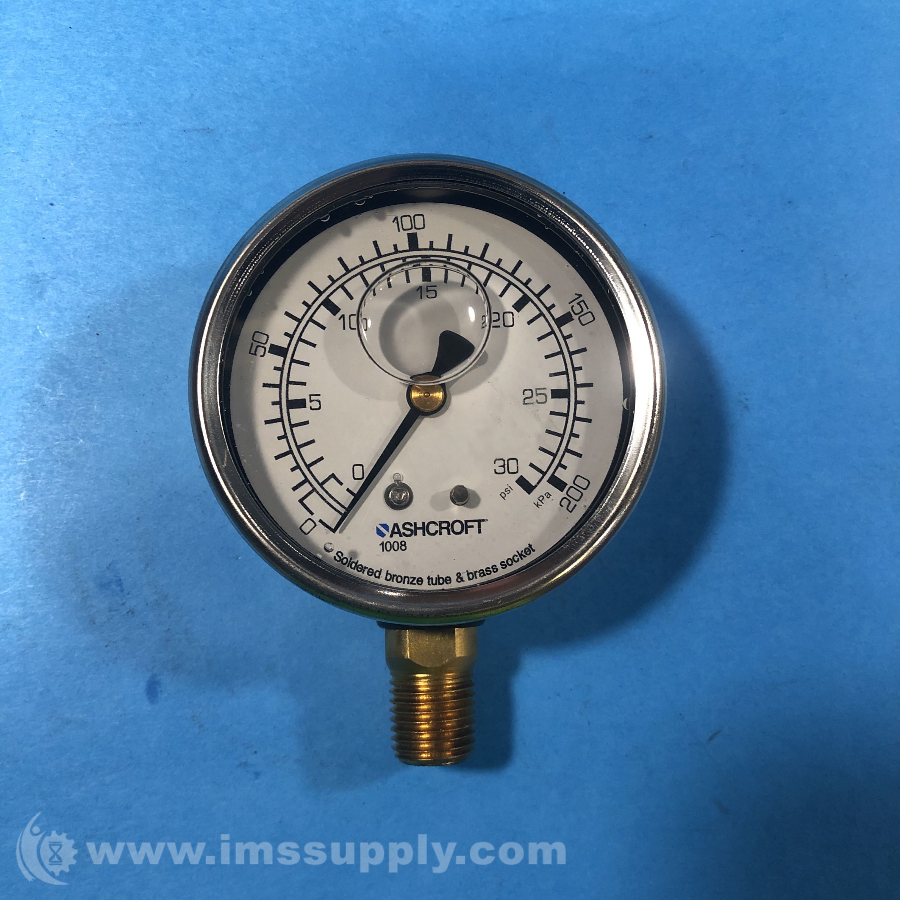 Ashcroft Series 1008 Pressure Gauge, 0200kPa, 030PSI IMS Supply