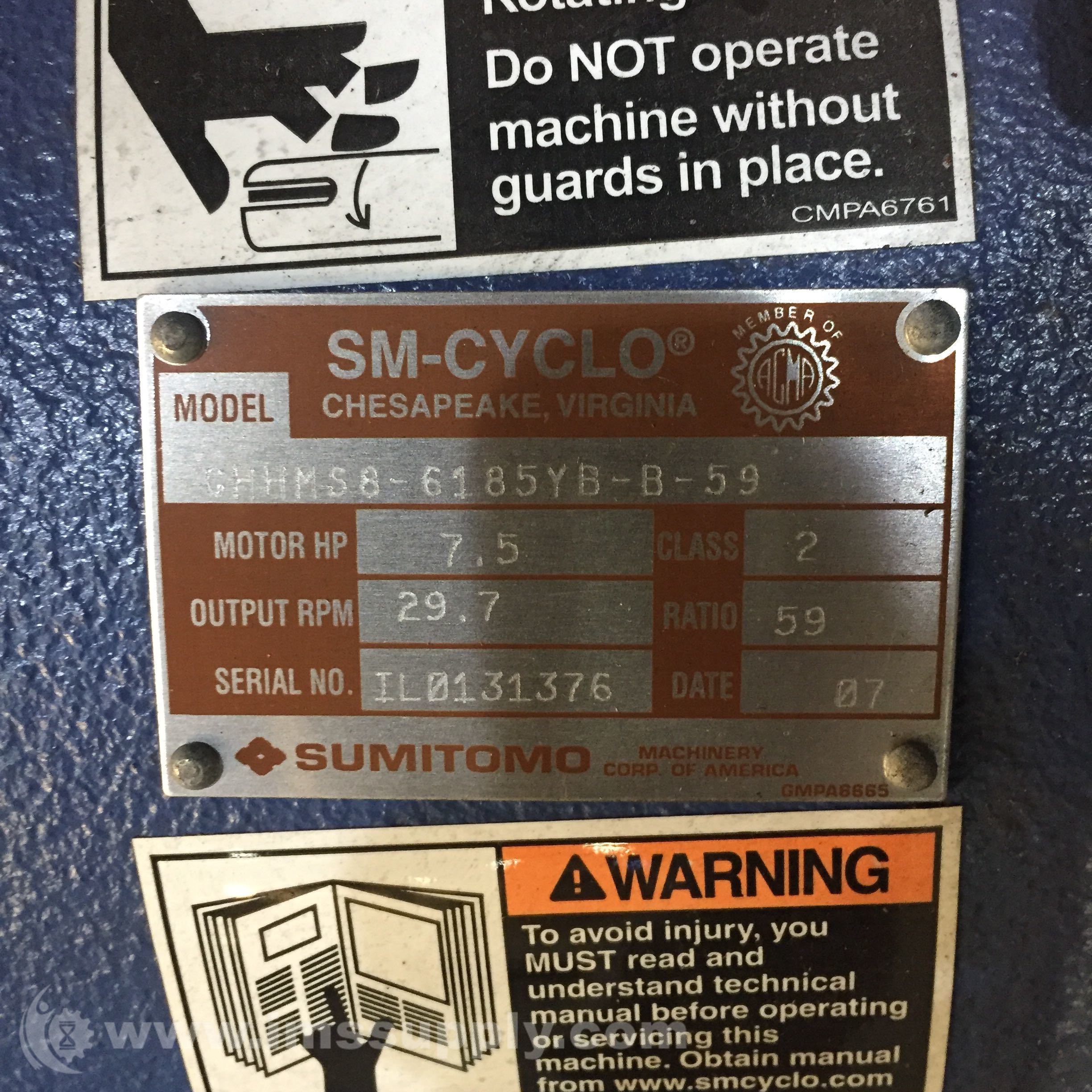 Sumitomo CHHMS8-6185YB-B-59 Sm-Cyclo Gearmotor, 3 Phase Induction