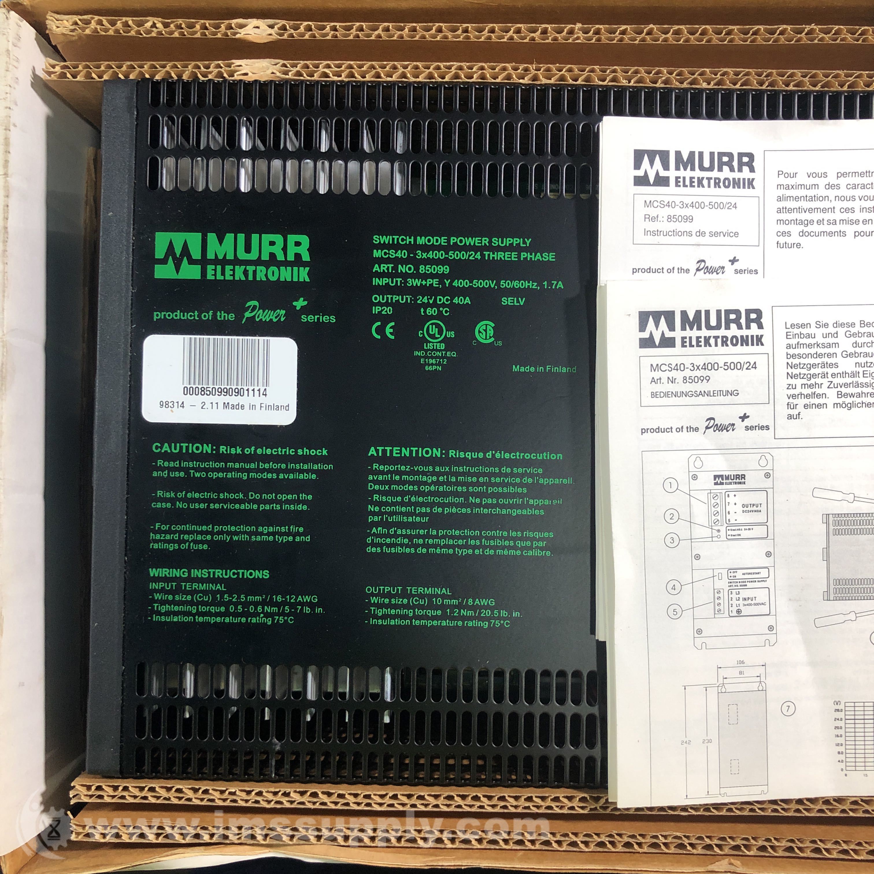 Murr Elektronik 85099 3Phase Power Supply IMS Supply