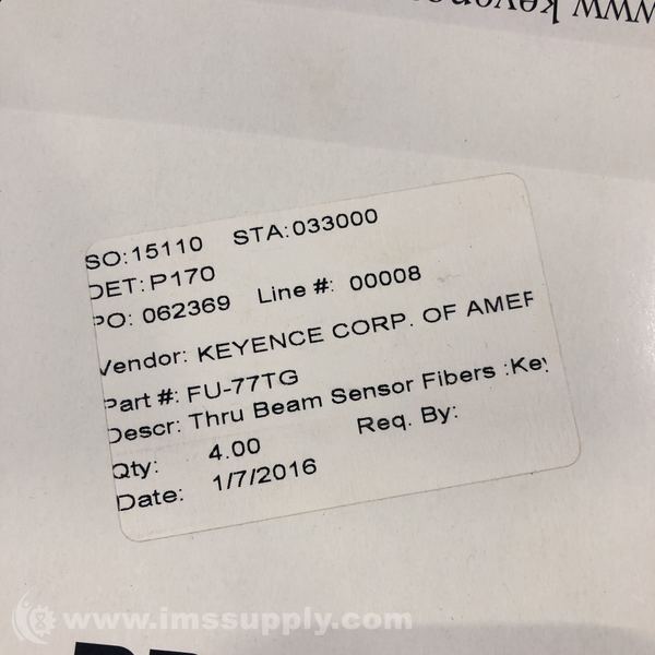 KEYENCE FU-77TG Transmissive Fiber Optic Sensor Switch Unit, PLC Ready, NEW