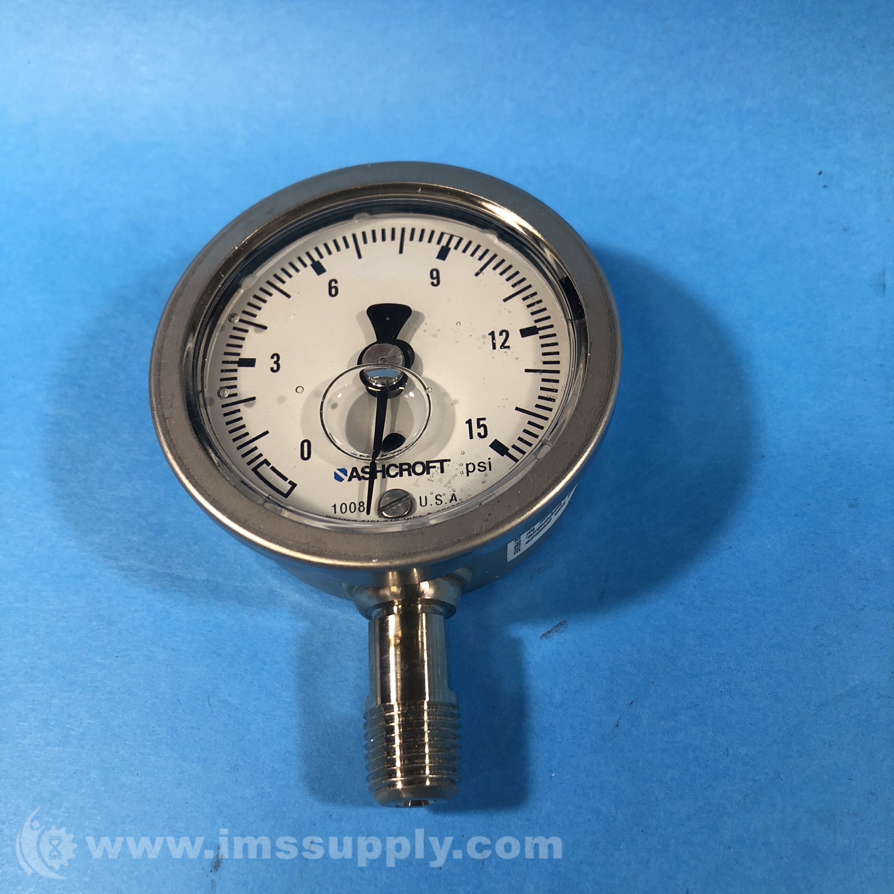 Ashcroft 631008SL02L15 Pressure Gauge, 015 PSI IMS Supply