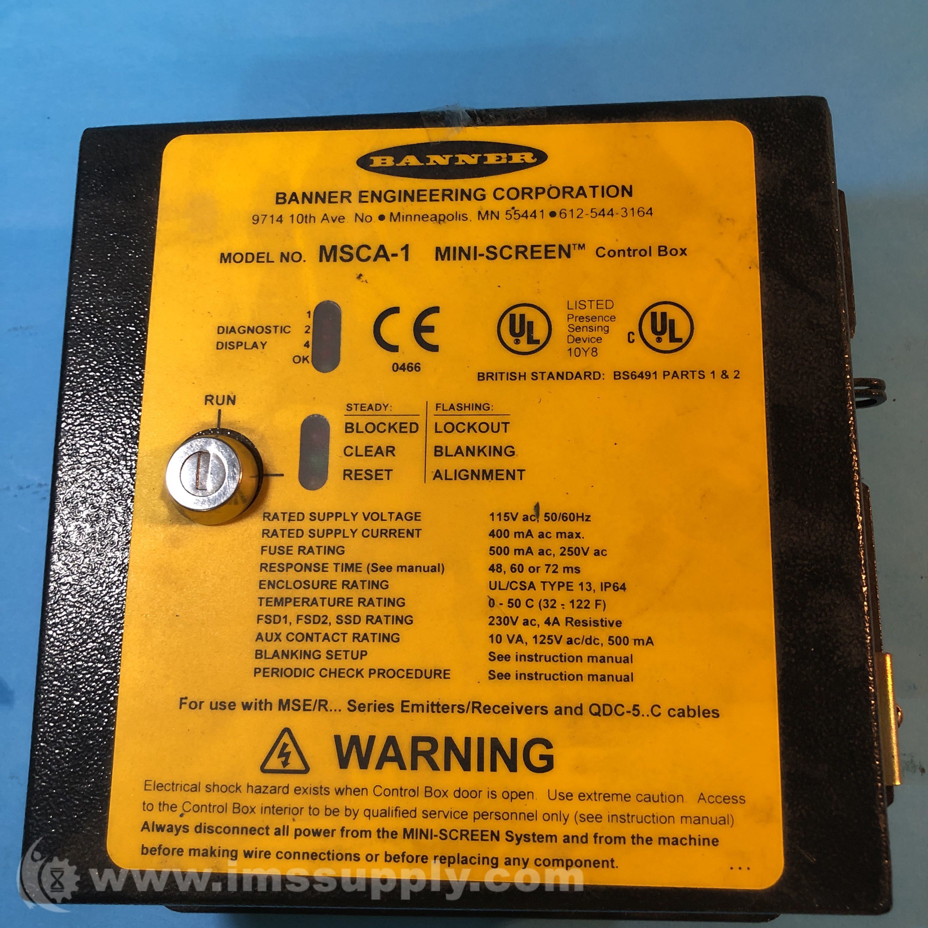 Banner Engineering Corp. MSCA-1 MINI-SCREEN Metal Control Box - IMS Supply