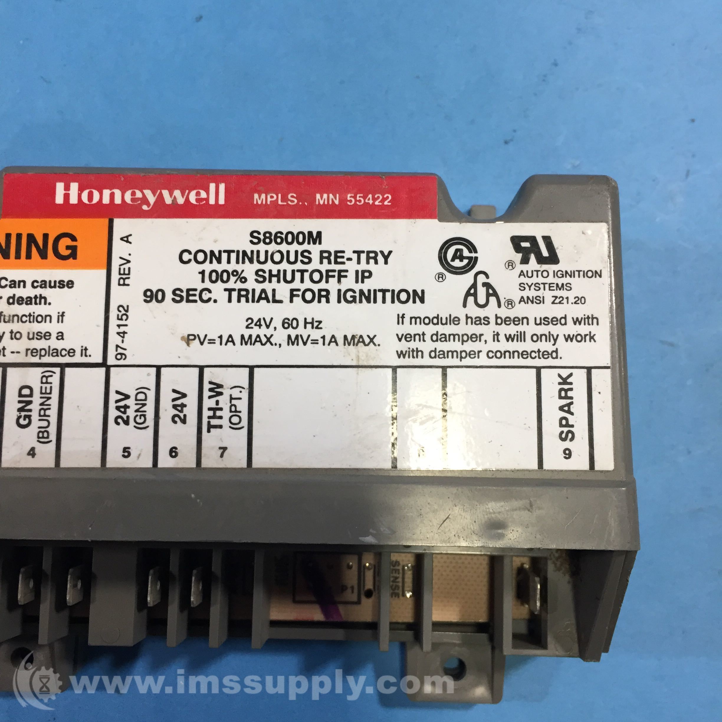 Honeywell S8600M Furnace Ignition Control Module IMS Supply
