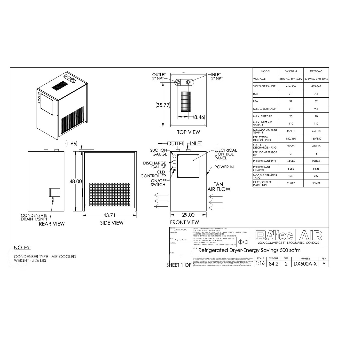 Altec AIR DX500A-3 DX Series Energy Saving Air Dryer - IMS Supply