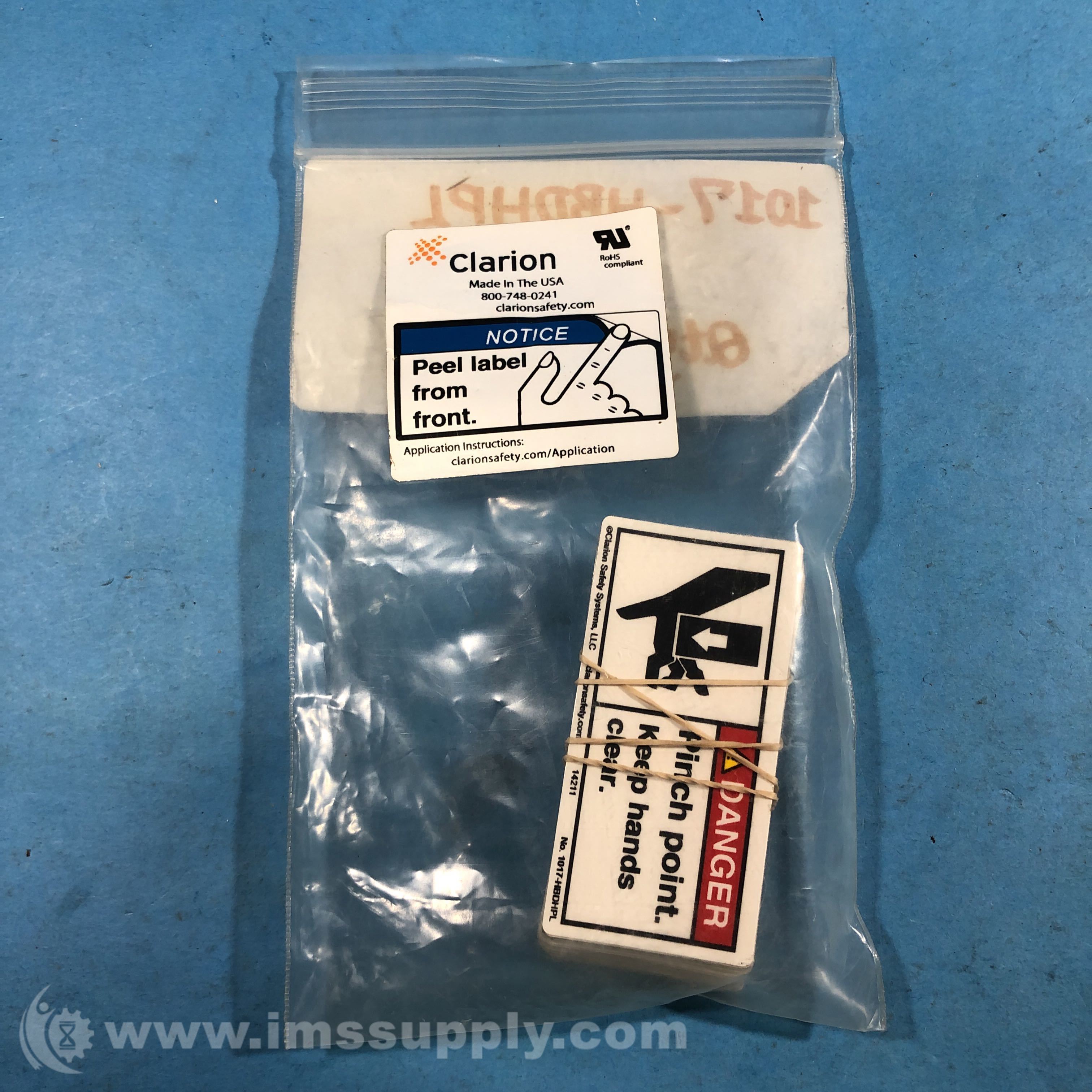 Clarion Safety Systems 1017-HBDHPL Pack of 50 Safety Labels - IMS Supply