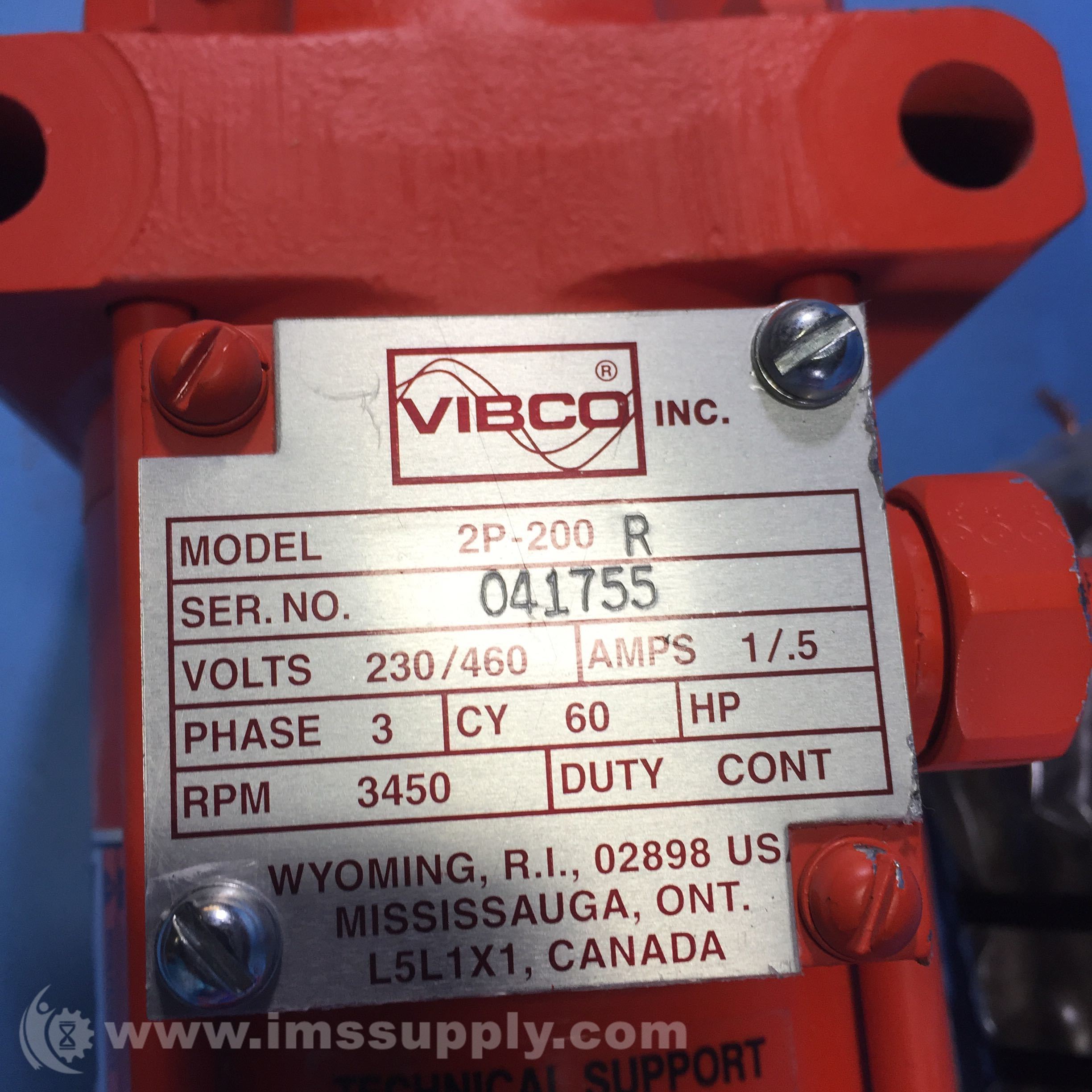 Vibco Inc 2P200R Electric Vibrator, 230 460 Volt, 1/.5 Amp IMS Supply