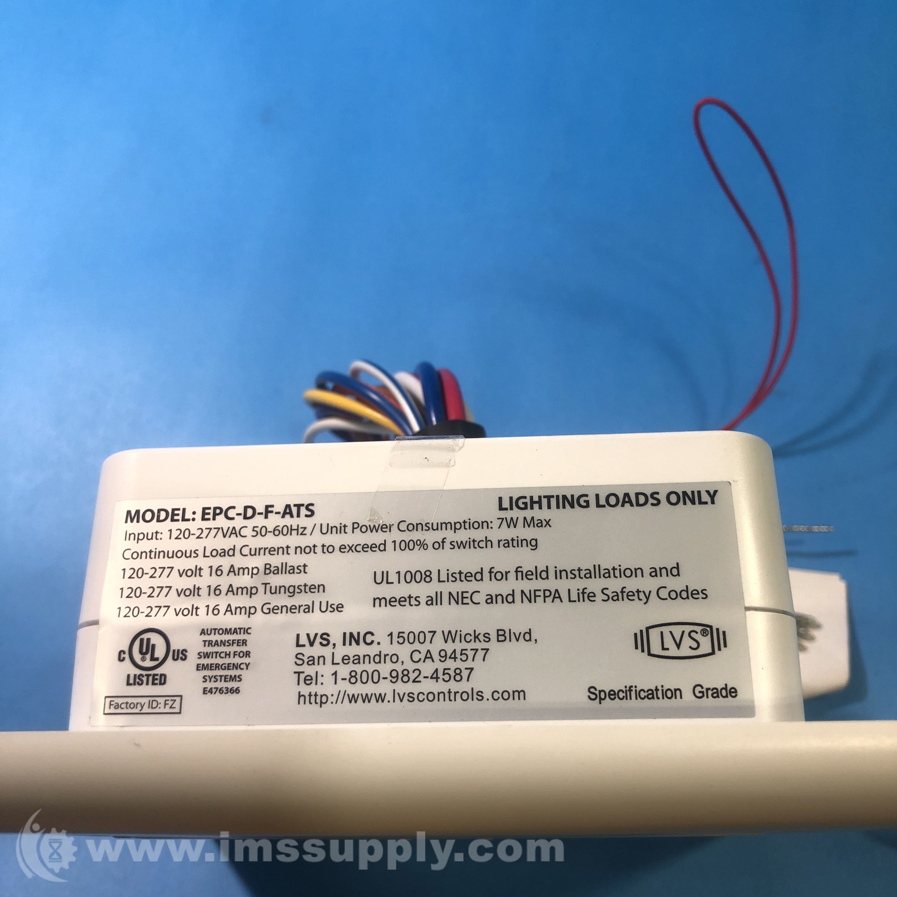 LVS Inc EPCDFATS Emergency Lighting Transfer Switch IMS Supply
