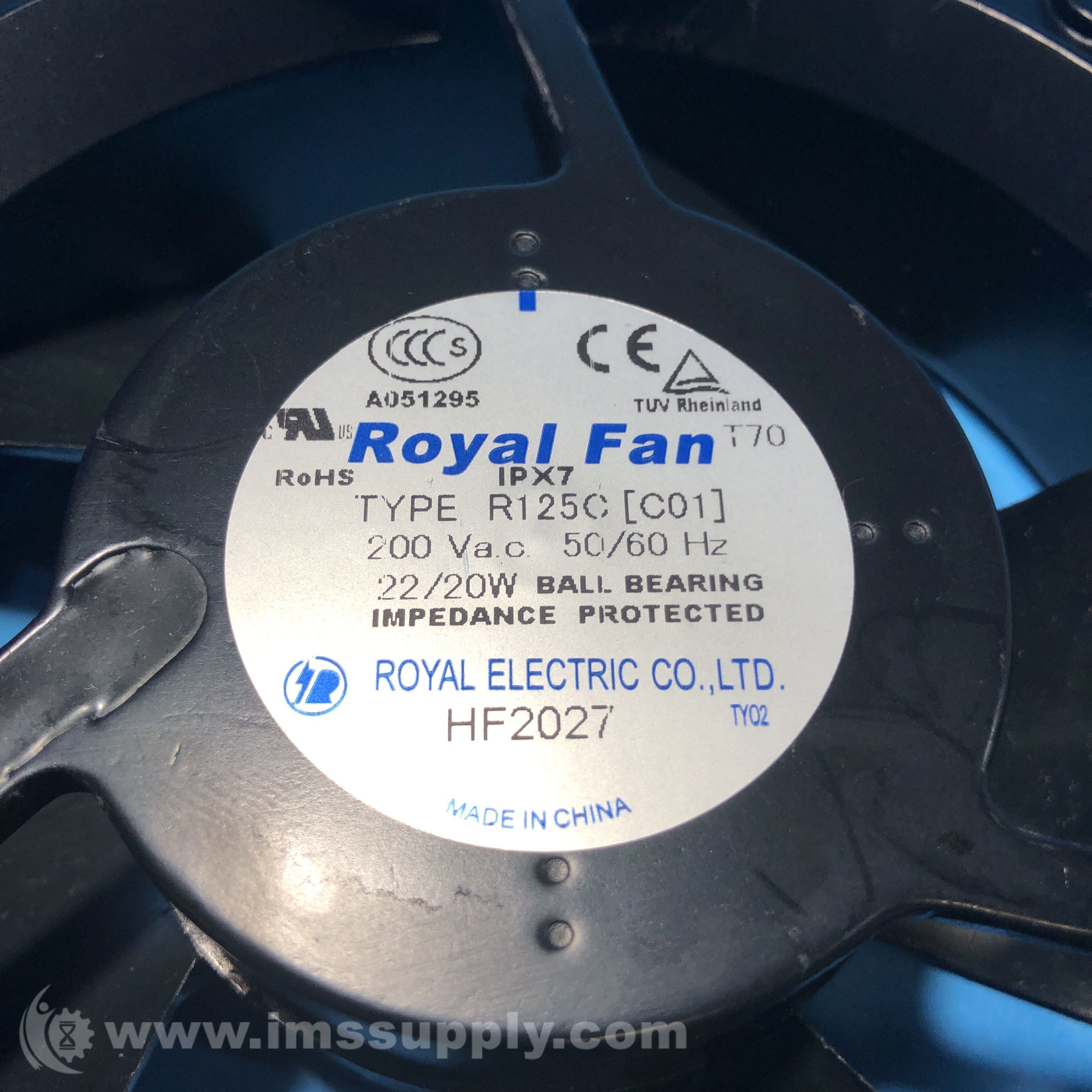 Royal Electric R125C [C01] 2-Wire Cooling Fan, 200VAC 50/60Hz - IMS Supply
