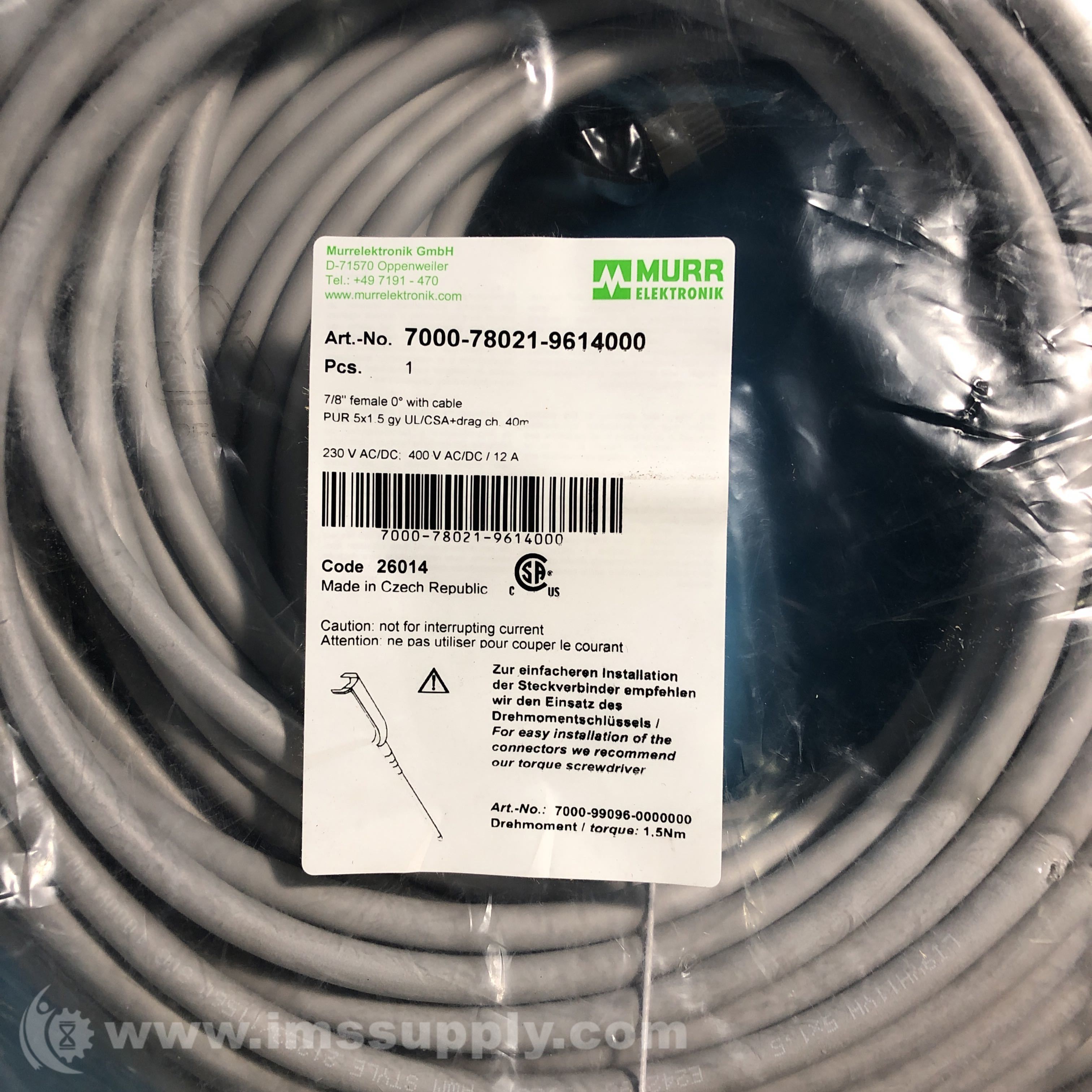 Murrelektronik 7000-78021-9614000 Connnector Cable - IMS Supply