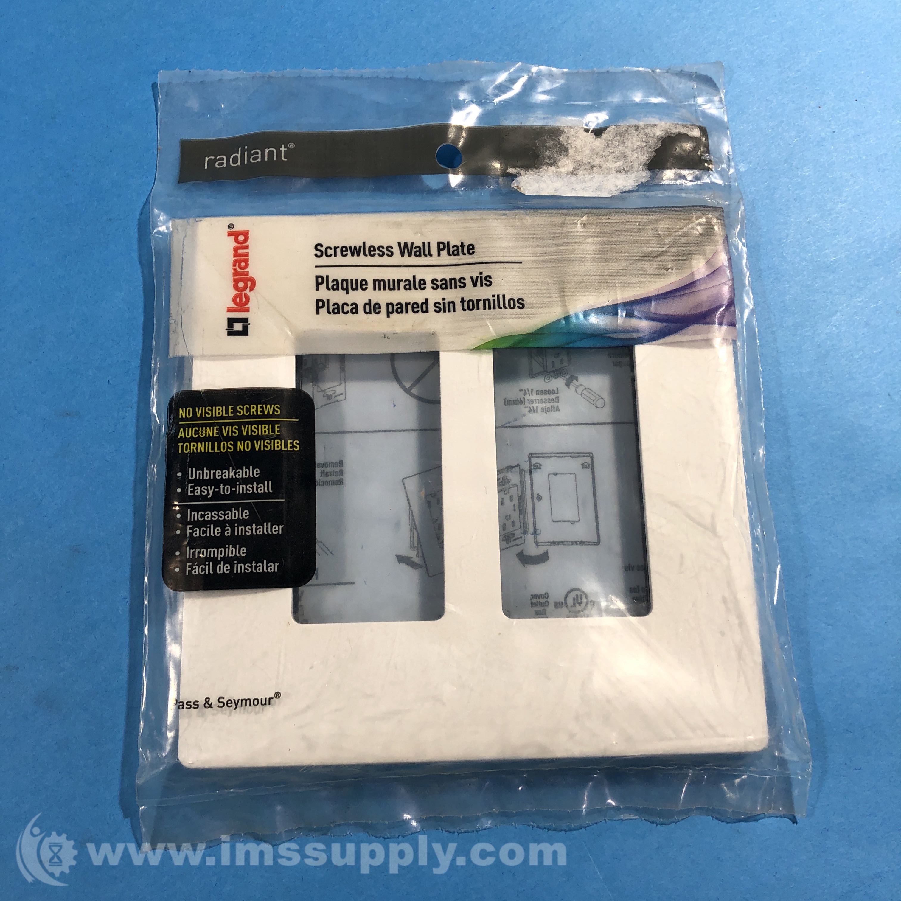 Legrand RWP262W White Two-Gang Screwless Wall Plate - IMS Supply