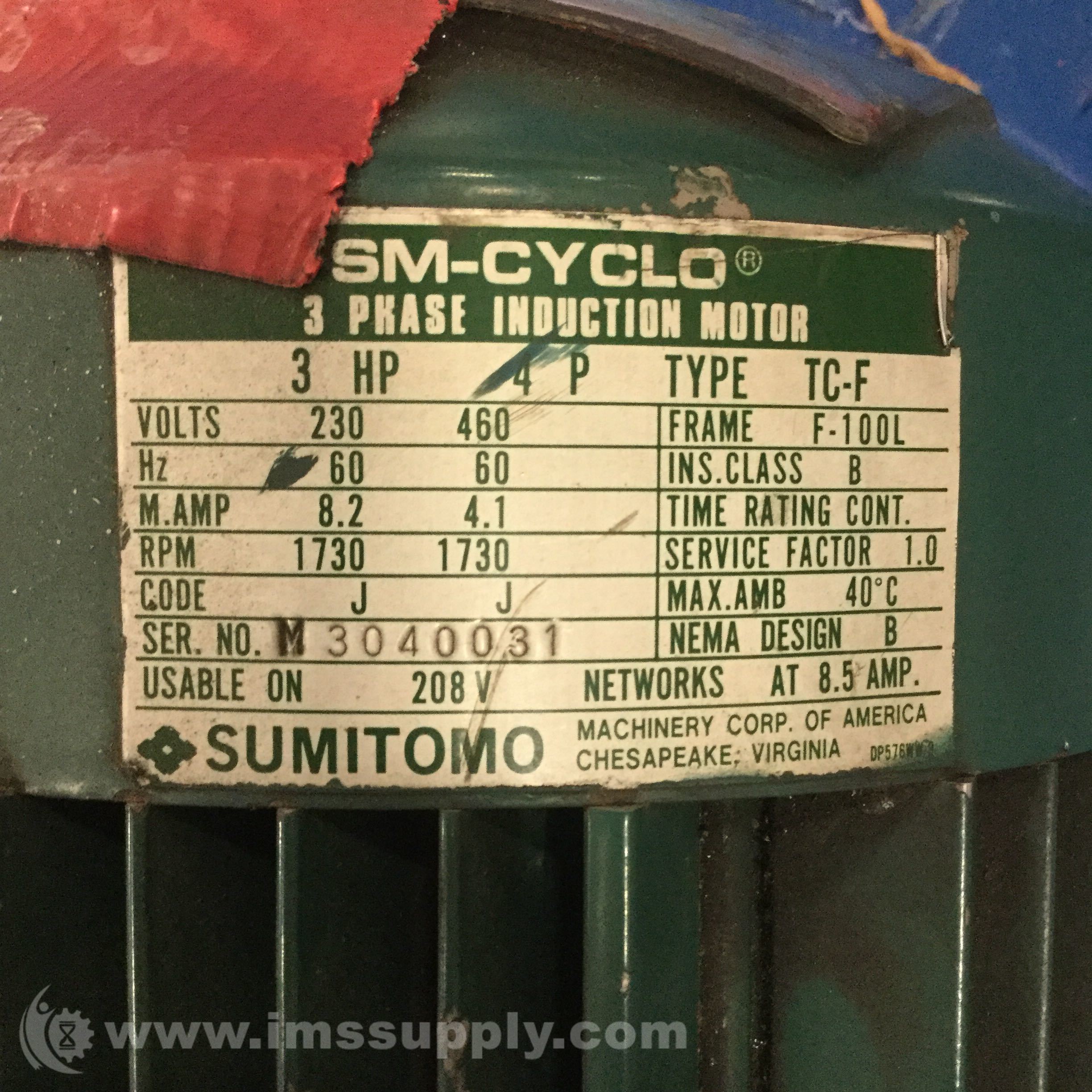 Sumitomo HM3110 C Gear Reducer, 3PH, 292RPM - IMS Supply