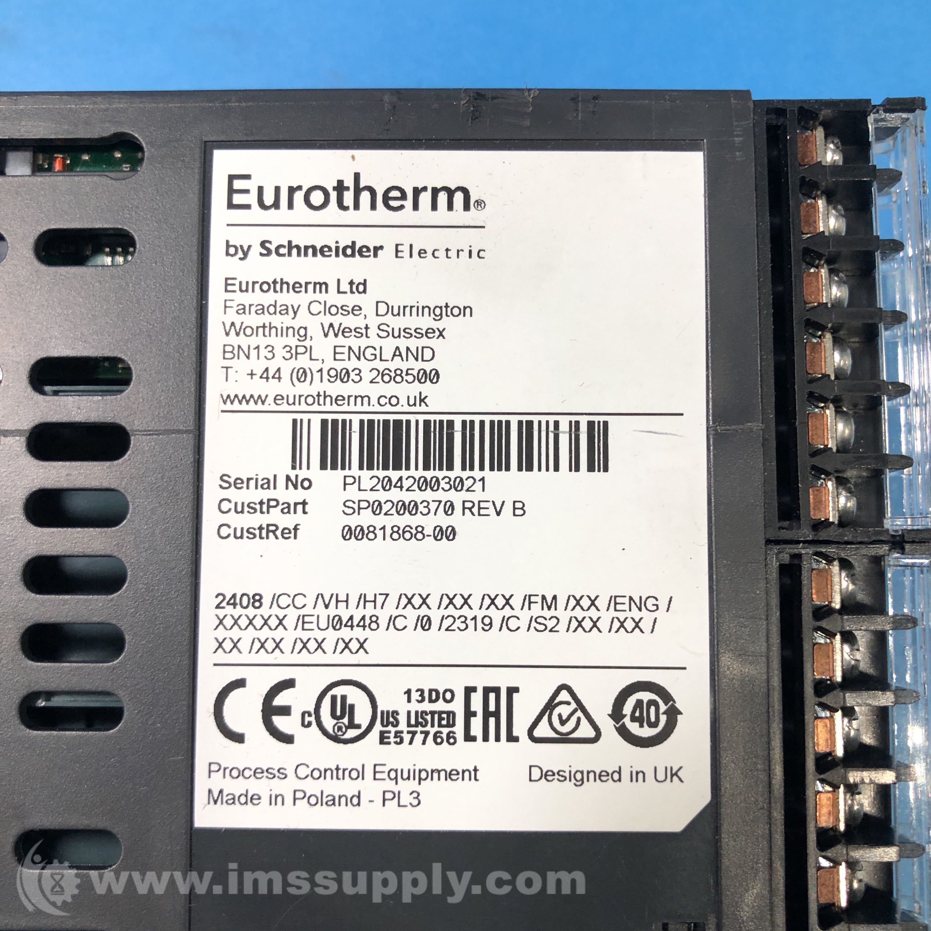 Schneider Electric SP0200370 Temperature Controller Programmer IMS Supply