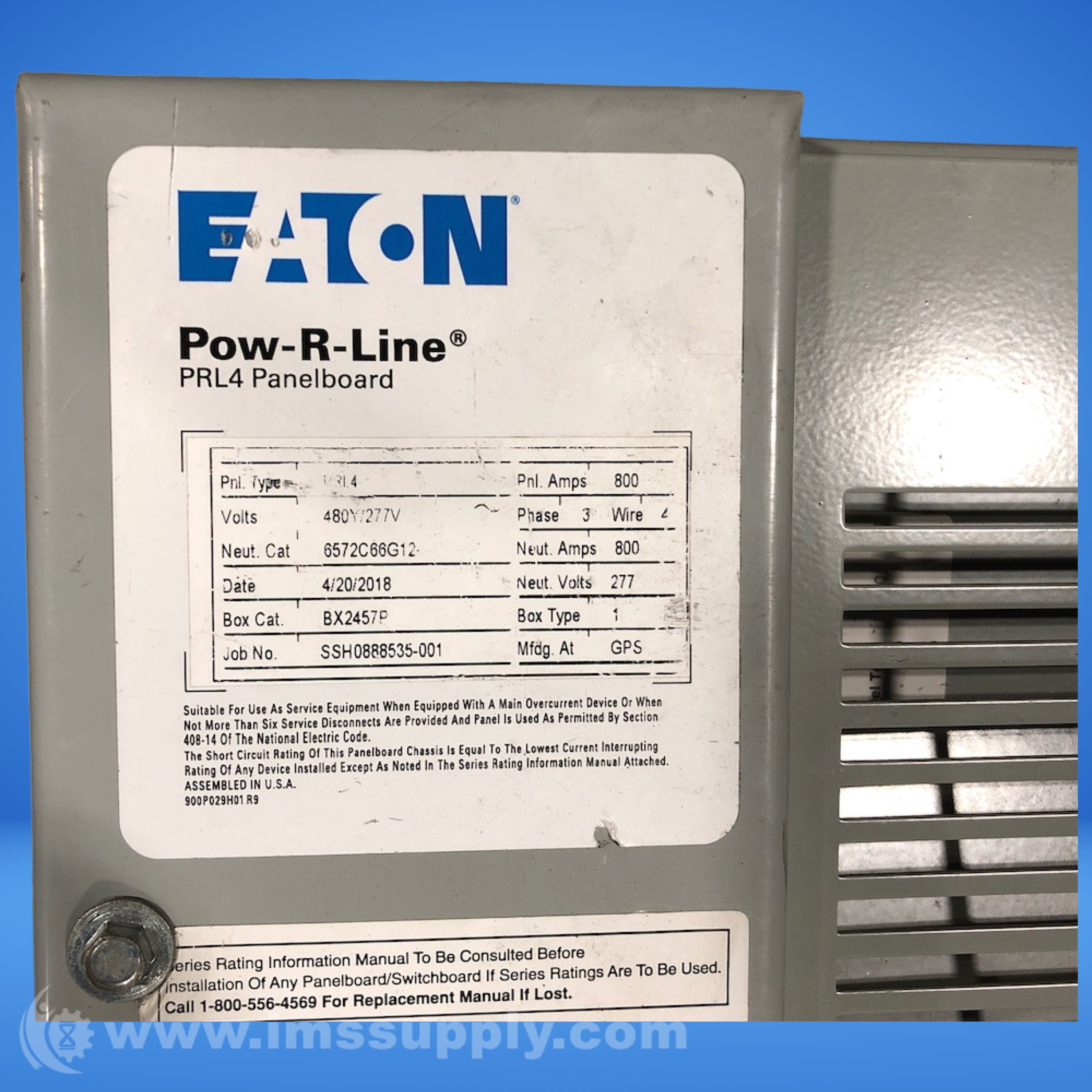 Eaton Corporation PRL4 PowRLine Panelboard IMS Supply