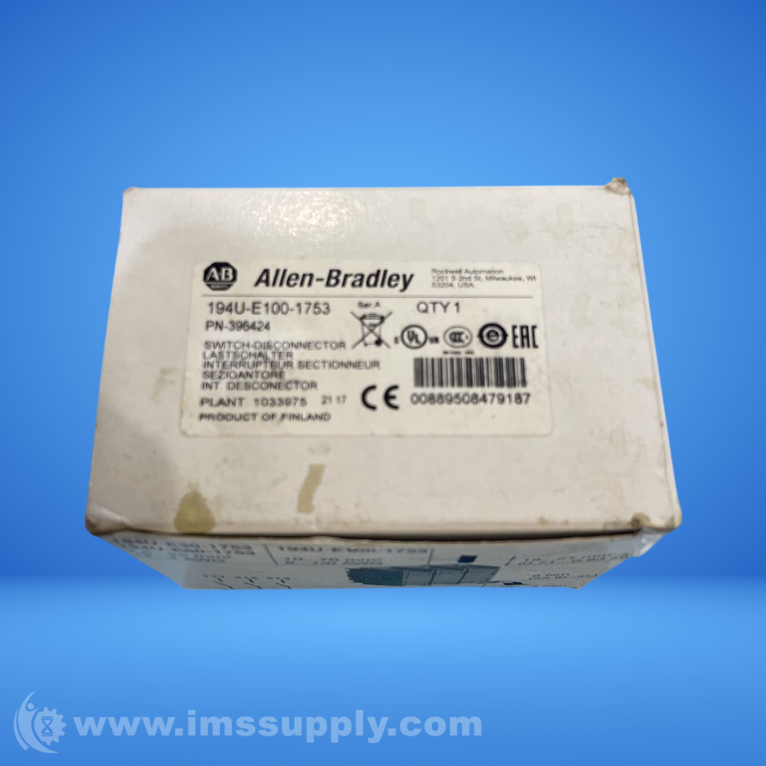 Allen Bradley 194U-E100-1753 3 Pole Disconnect Switch - IMS Supply