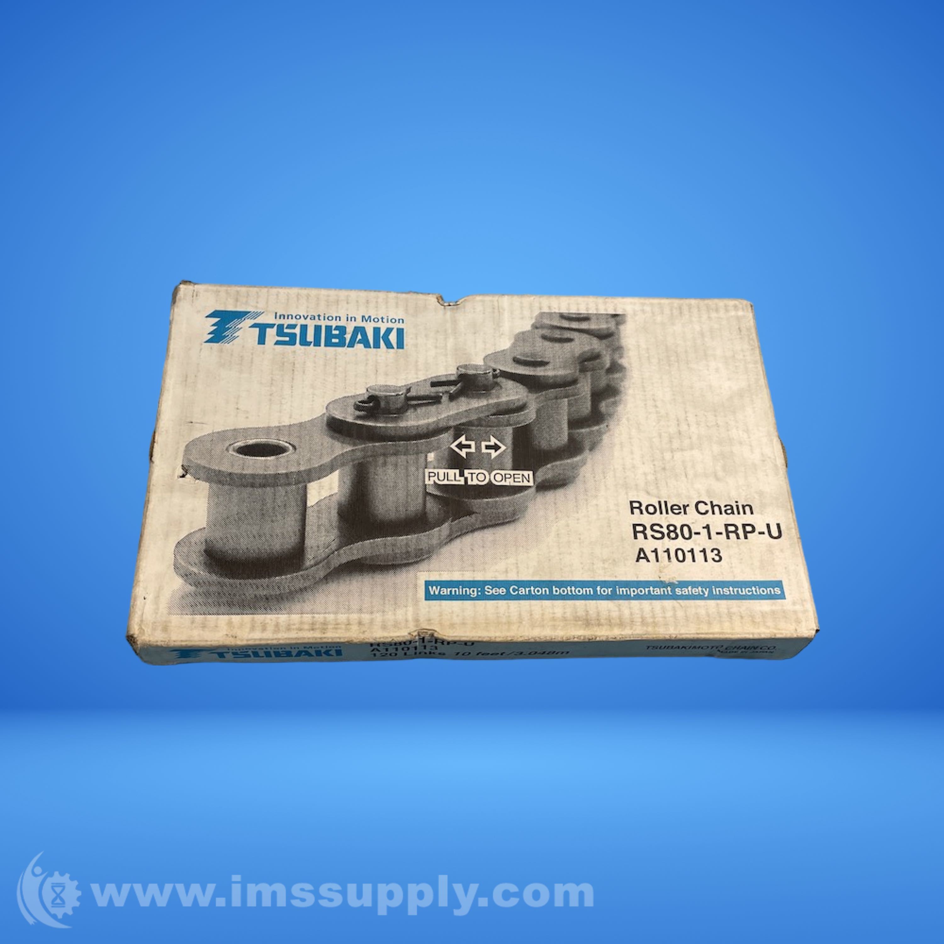 Tsubaki Chain Co. RS80-1-RP-U Roller Chain, 120 Chain Links, 10ft 