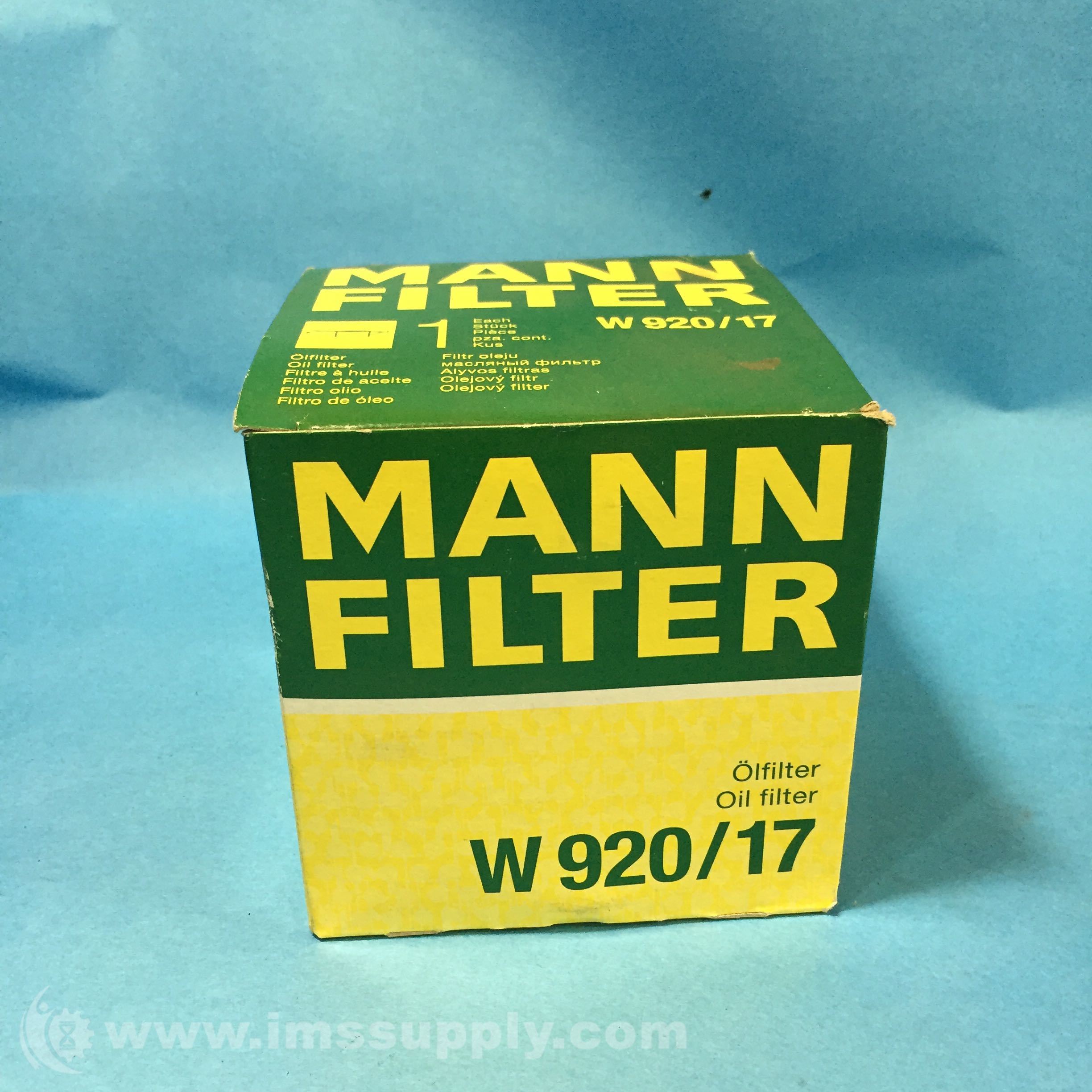 Mann Filter W 920/17 Spin-On Oil Filter - IMS Supply