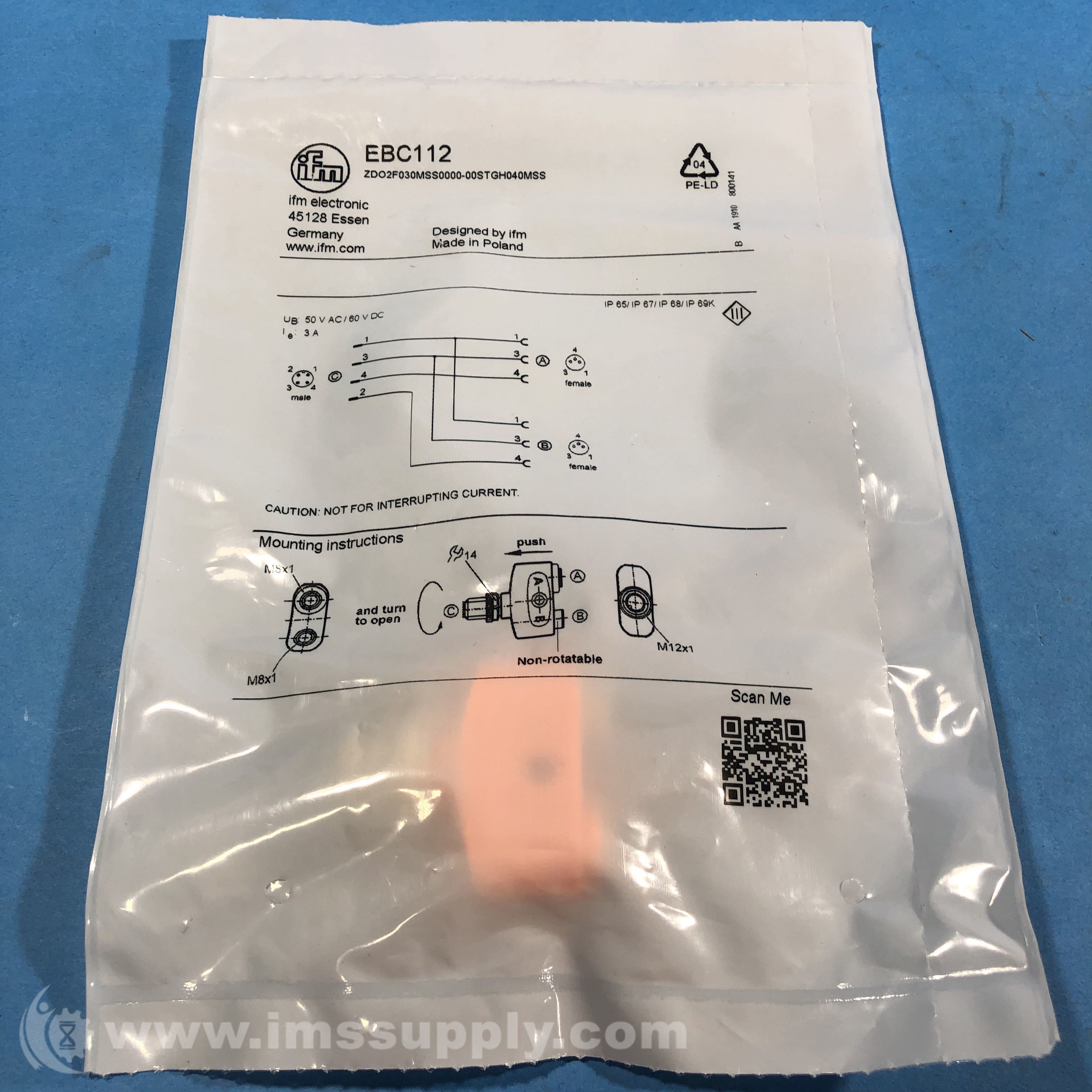 IFM Efector EBC112 Y Splitter Circular Connector - IMS Supply