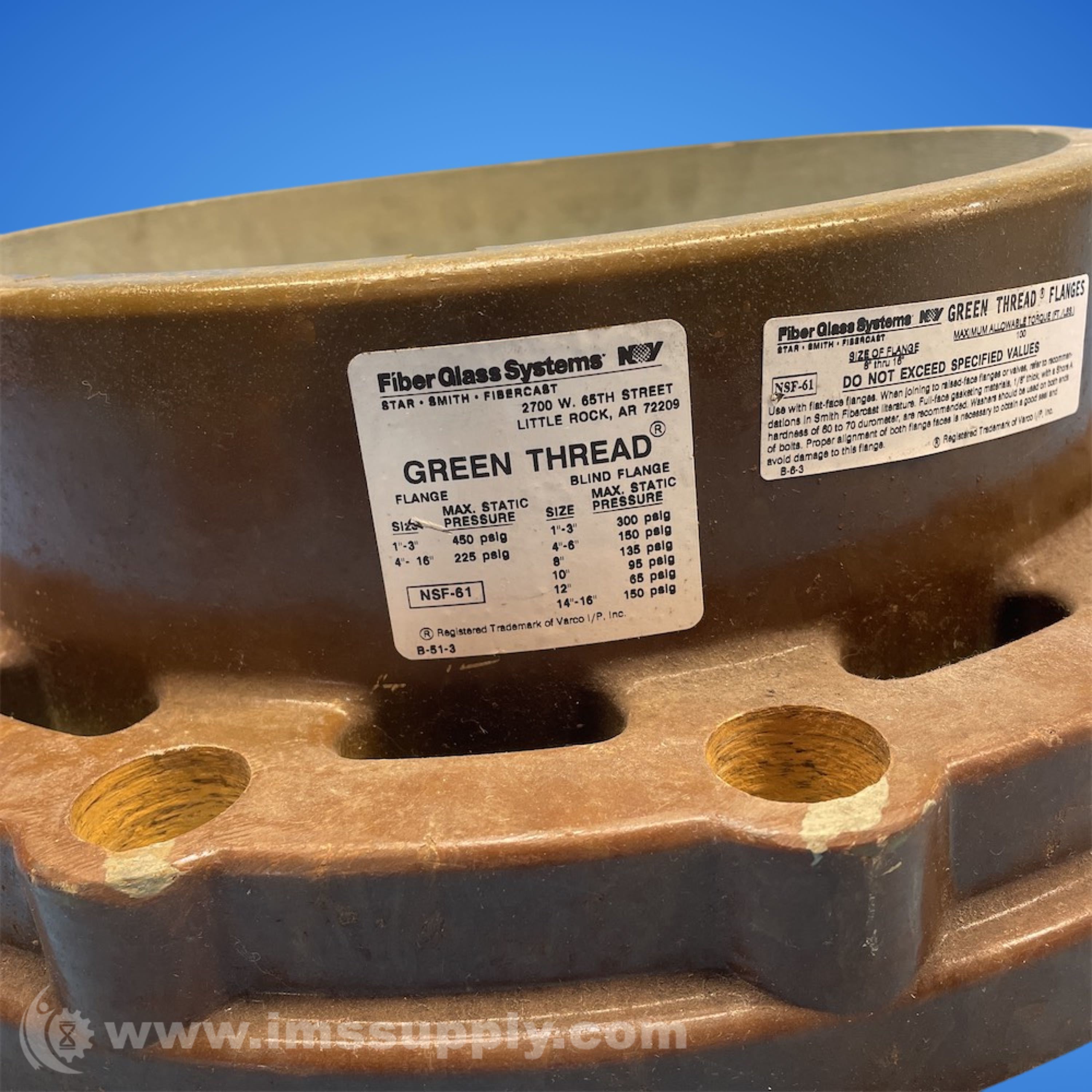 Smith Fibercast Size 10 in Fiberglass Flange Fitting - IMS Supply