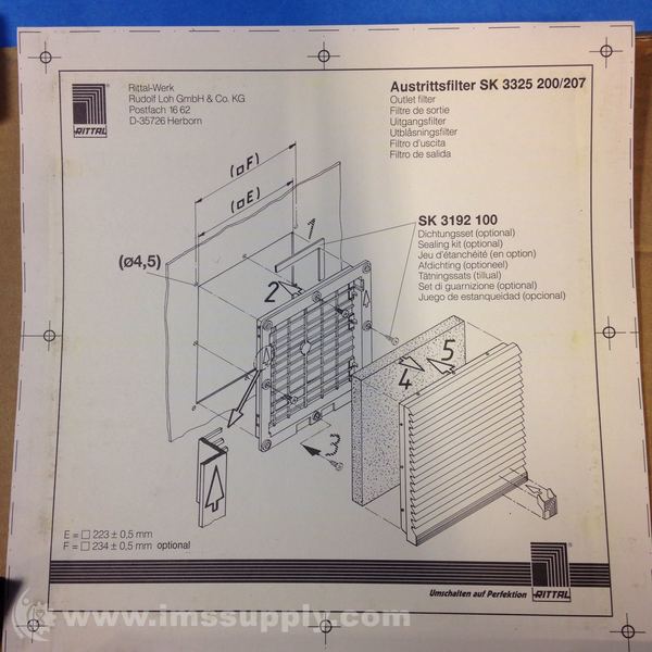 New in Box RITTAL SK3325 200 SK3162 100 Discharge Outlet Filter Grill Kit K11 