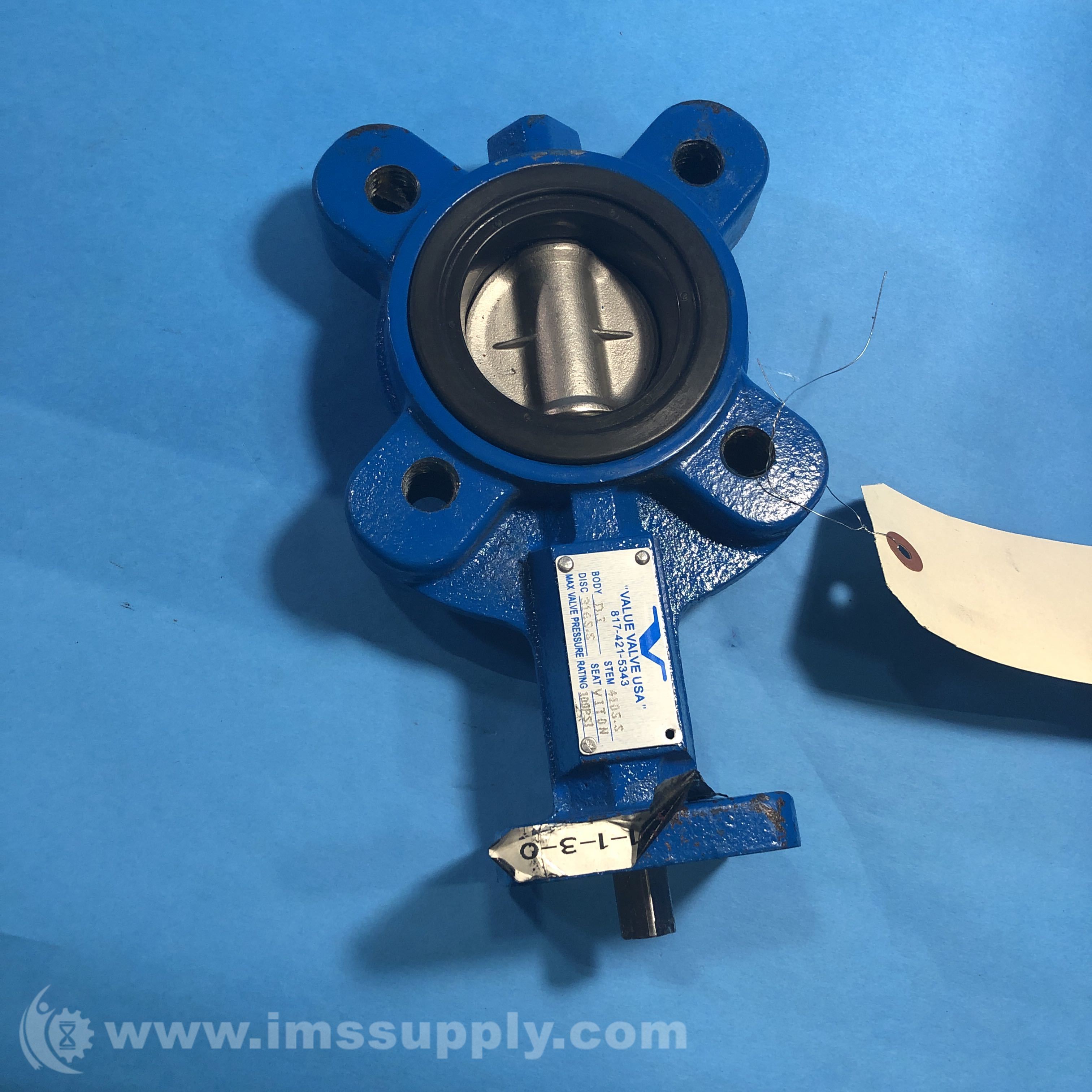 Value Valves USA D9231 Butterfly Valve, 410 SS Stem, 316 SS Disc - IMS ...