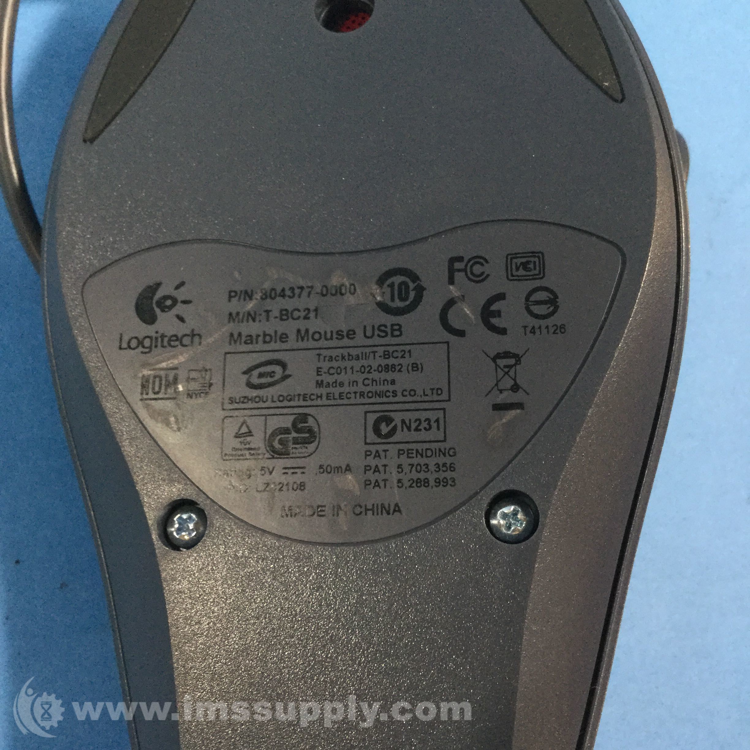 Logitech TBC21 Trackman Marble Trackball Mouse, USB IMS Supply