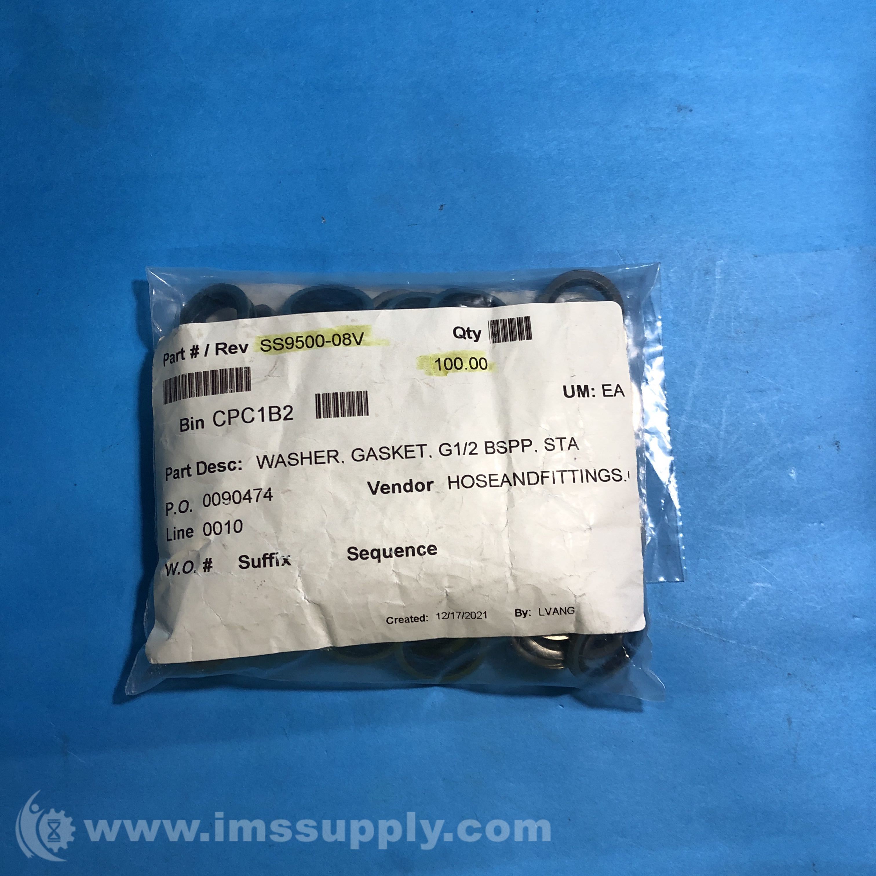 Adaptall Inc. SS9500-08V Bag of 100 SS Bonded Seal For BSPP Threa - IMS ...