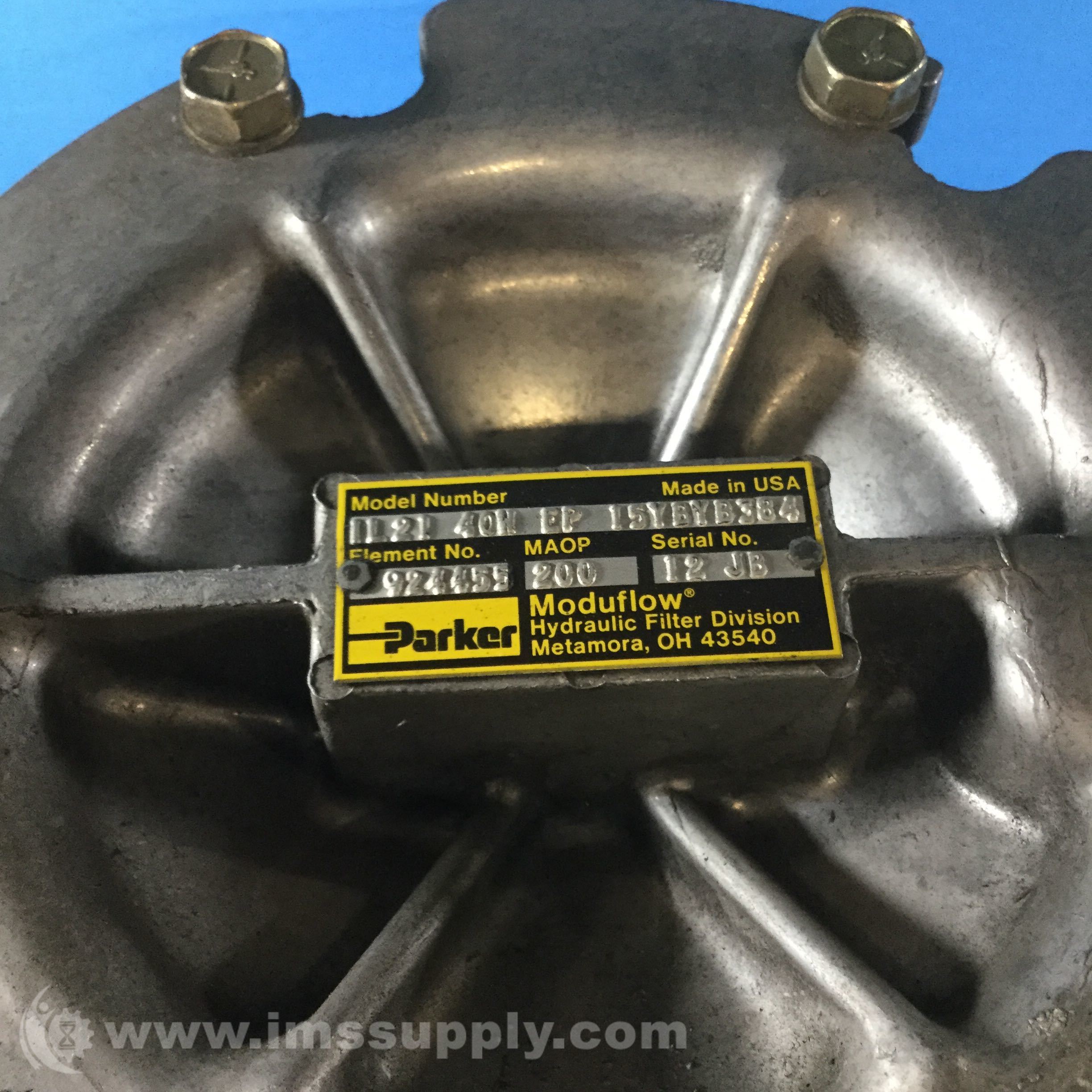 Parker 1L21 40W EP 15YBYB384 Hydraulic Filter System, 200 PSI IMS Supply