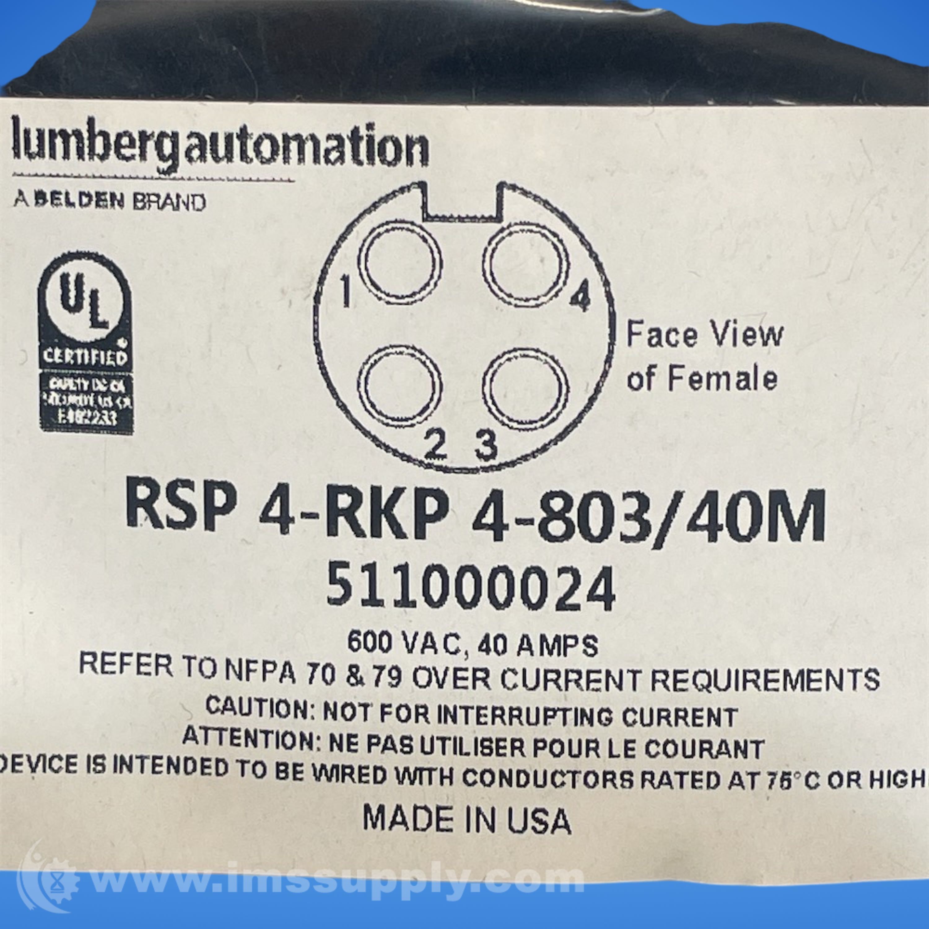 Lumberg Automation RSP4-RKP4-803/40M Cordset - IMS Supply