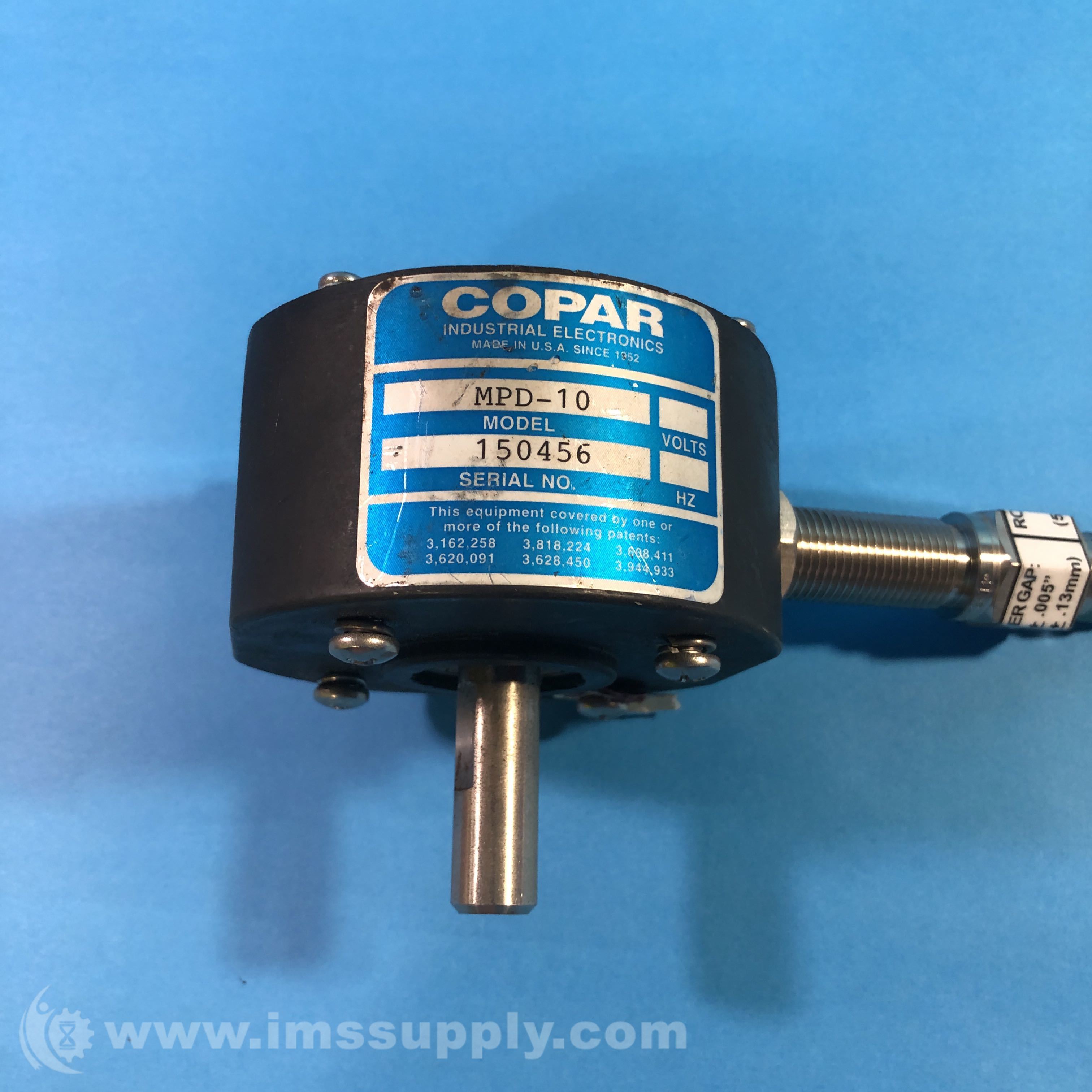 Copar MPD-10 Encoder, 10 PPR, 1/2 In Shaft - IMS Supply