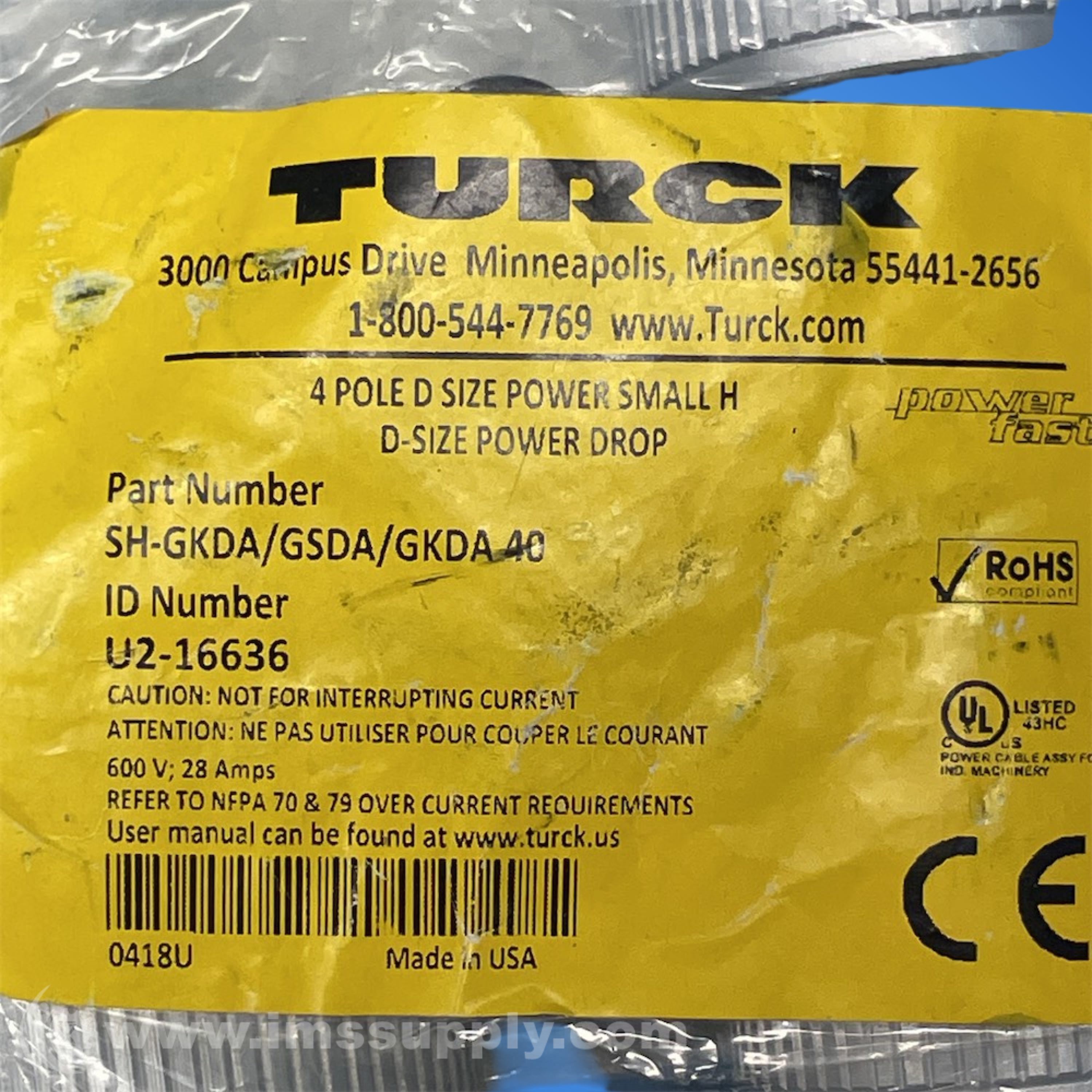 Turck SH-GKDA/GSDA/GKDA40 2 Port H Splitter - IMS Supply