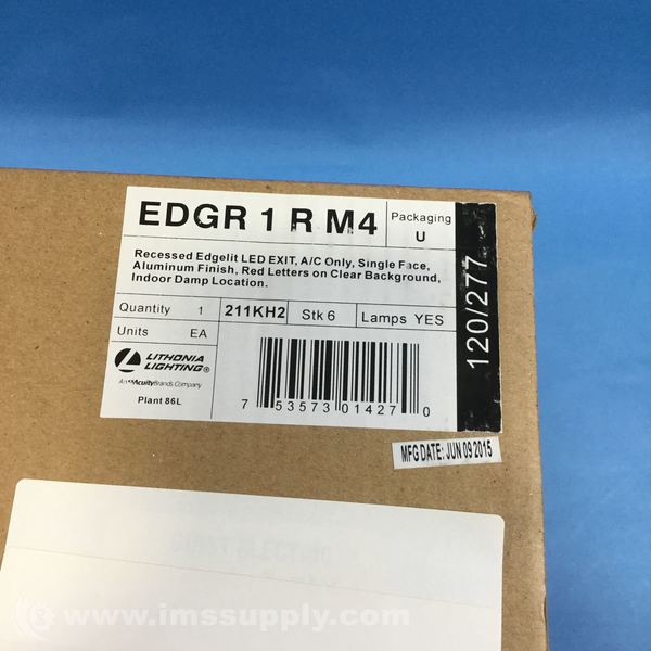 Lithonia Lighting EDGR 1 R M4 Recessed Edgelit LED EXIT A/C Only FNOB 