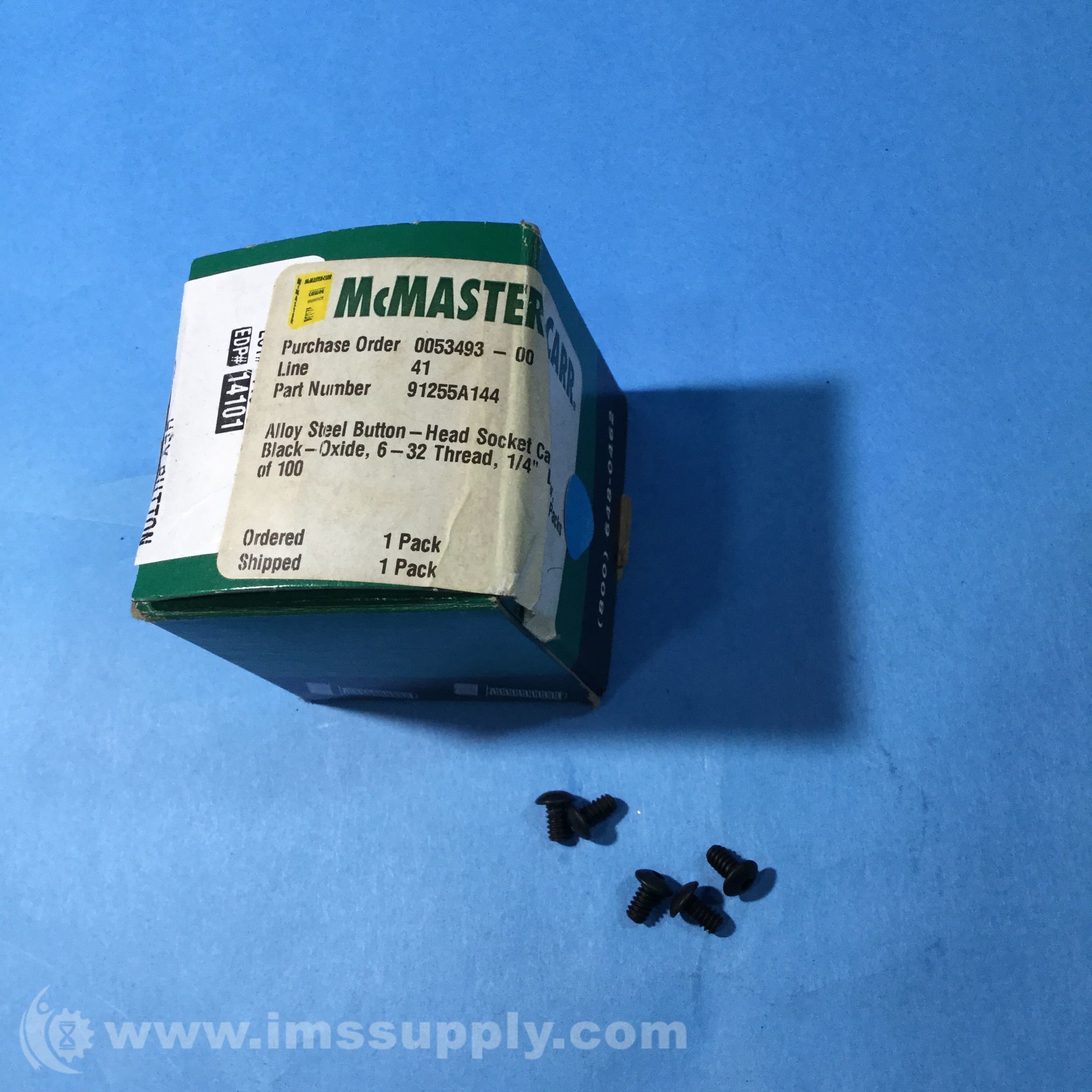 McMasterCarr 91255A144 Box of 100 Button Head Hex Drive Screws IMS