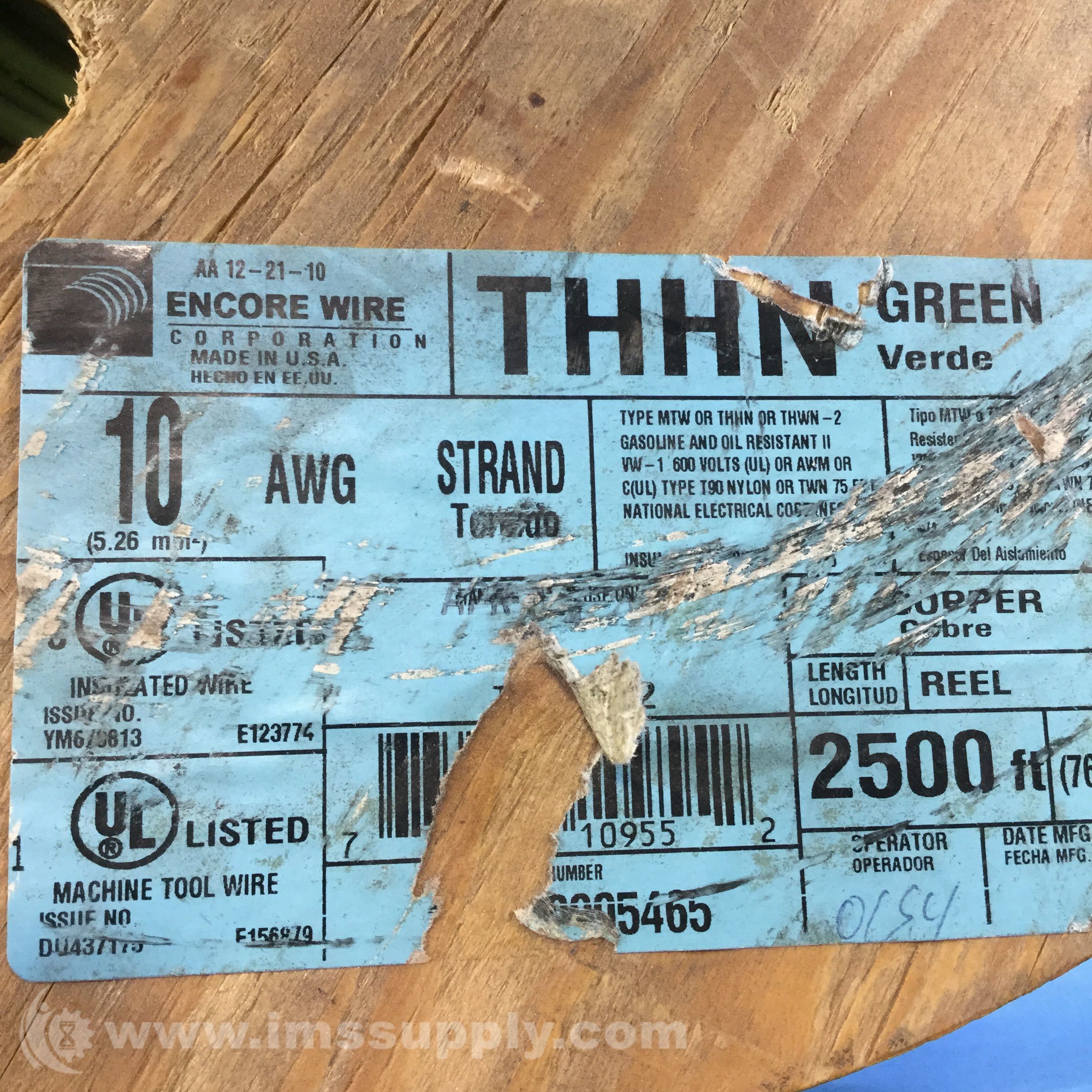 Encore Wire 10AWG Strand Green THHN Stranded Copper Wire - IMS Supply