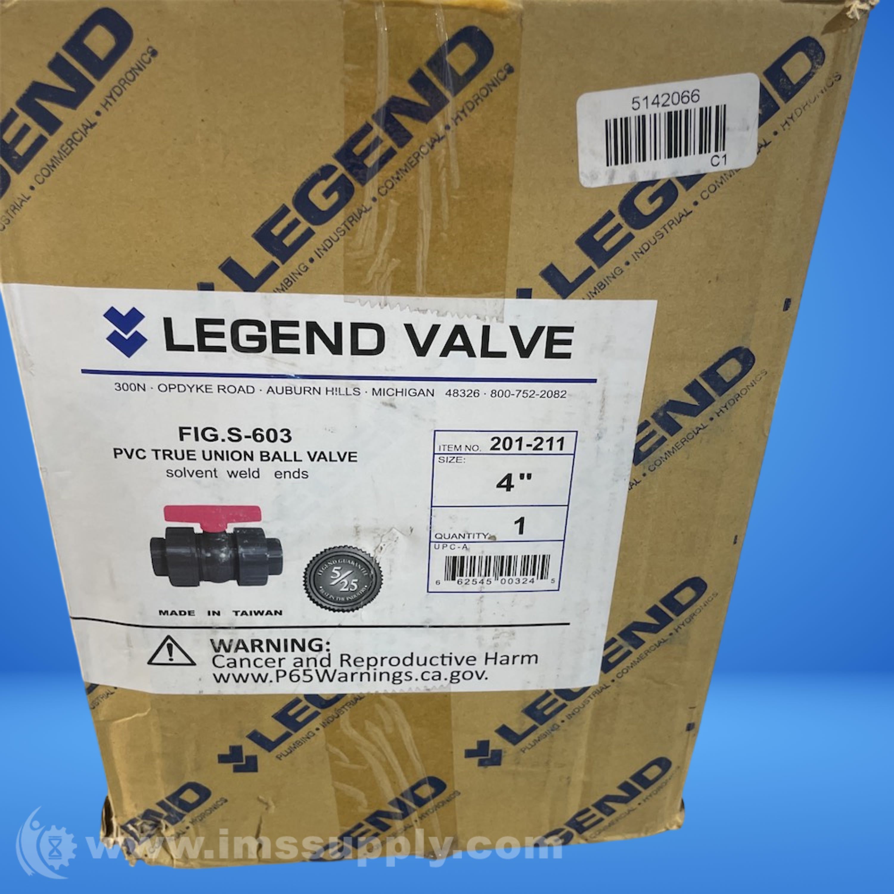 Legend Valve 201-211 4 inch S-603 PVC Ball Valve - IMS Supply
