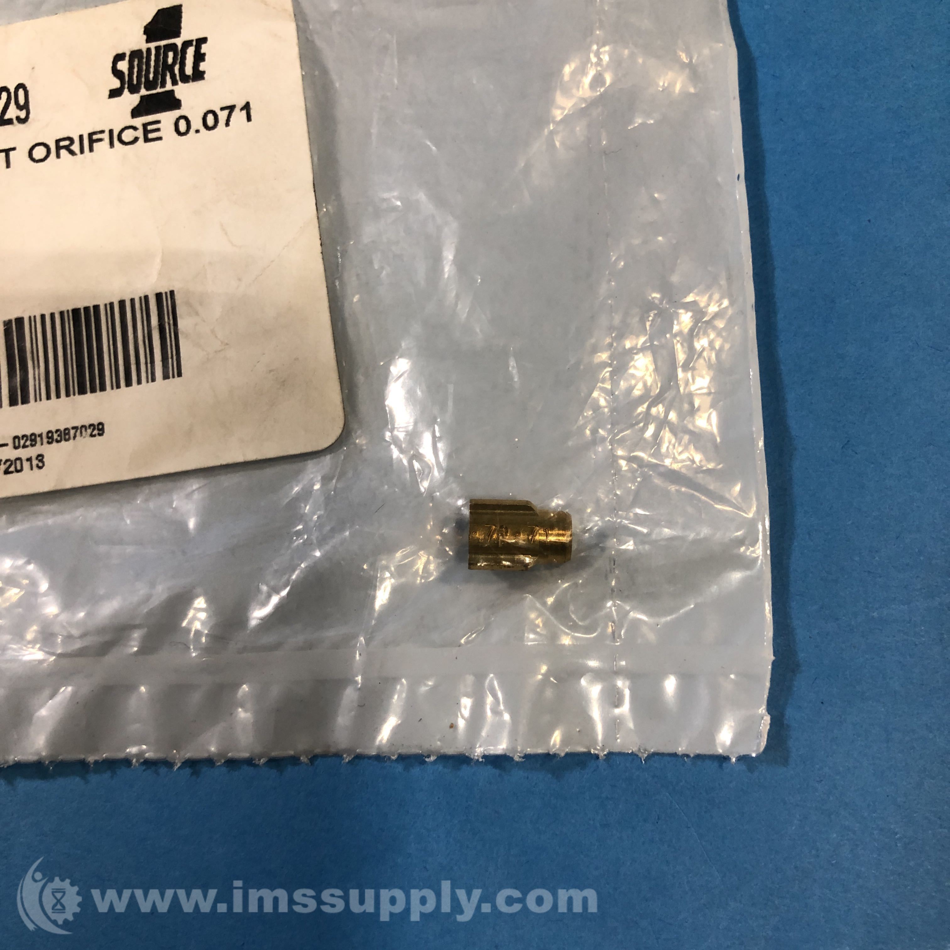 Source 1 S102919387029 Refrigerant Orifice, Size 0.071 Inch IMS Supply