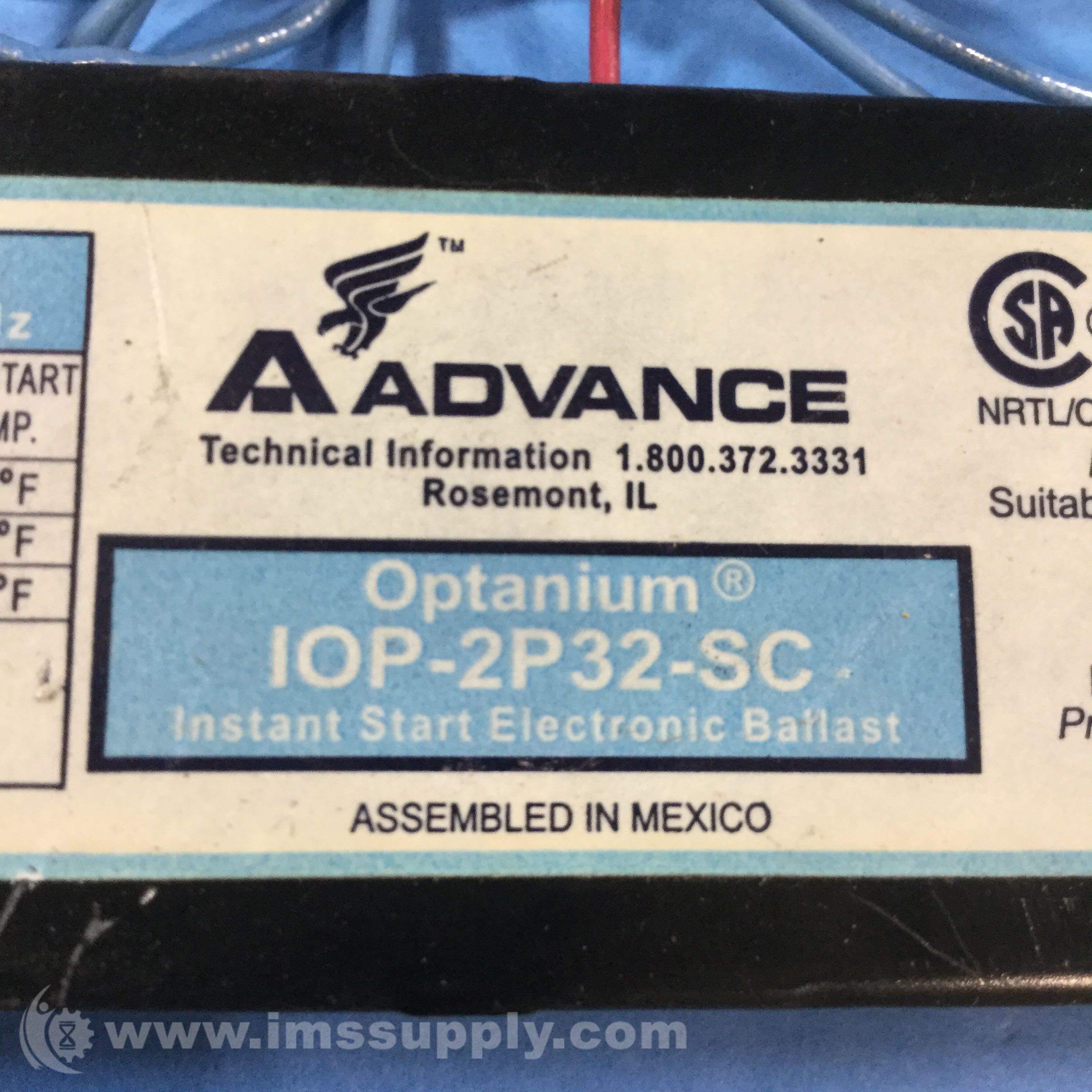Advance Ballast IOP2P32SC Instant Start Electronic Ballast IMS Supply