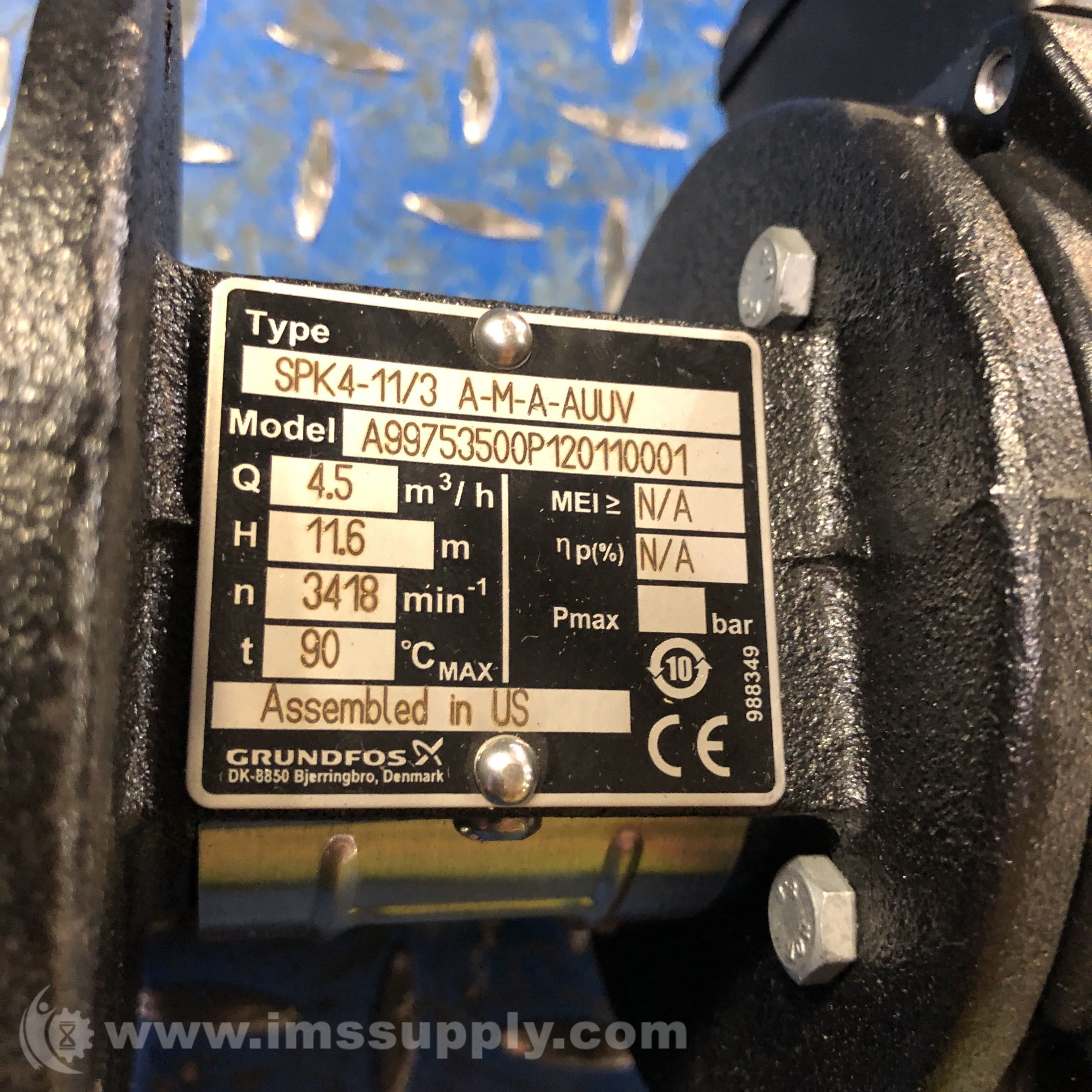Grundfos SPK4-11/3 A-M-A-AUUV Vertical MS Centrifugal Pump - IMS Supply
