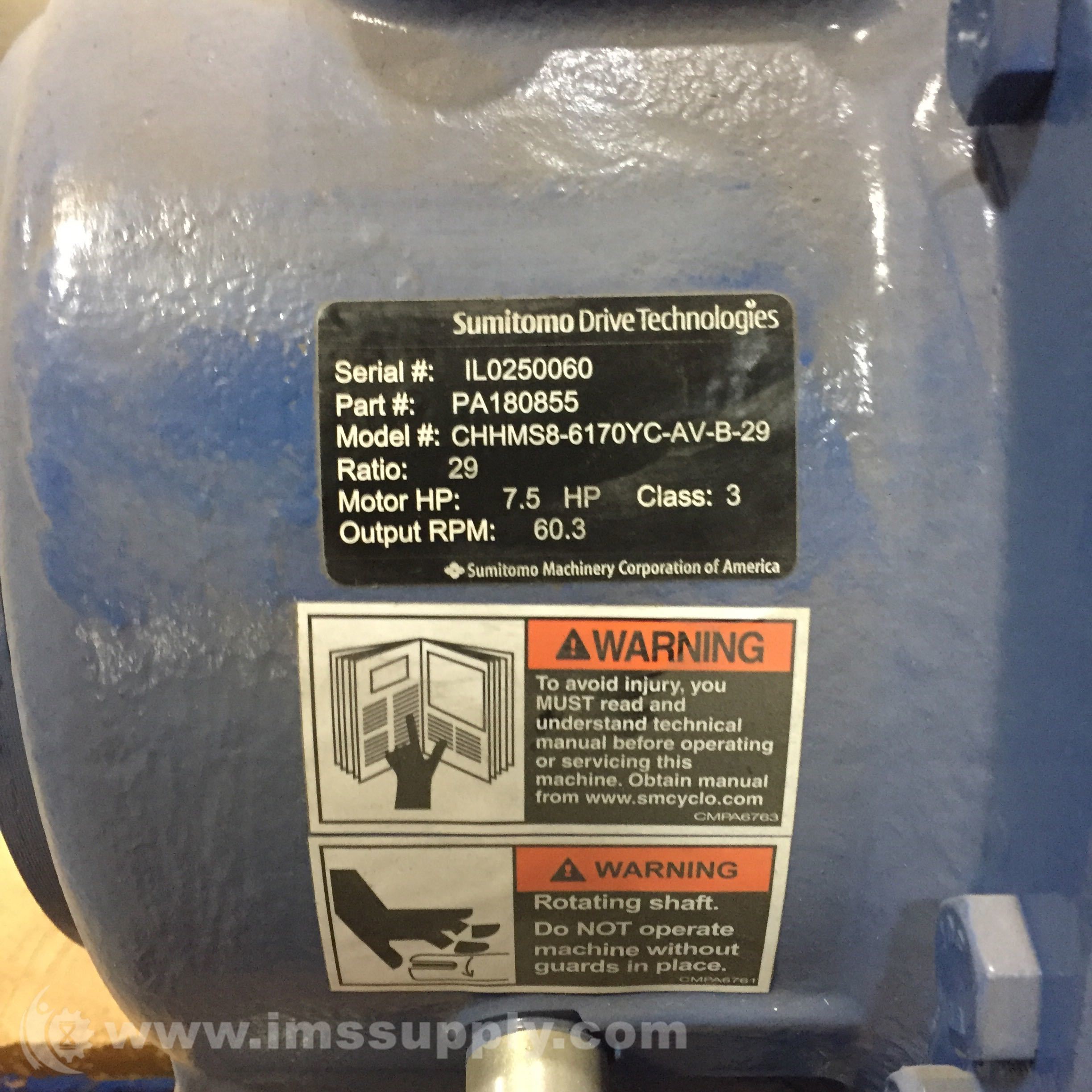 Sumitomo CHHMS8-6170YC-AV-B-29 Gearmotor - IMS Supply